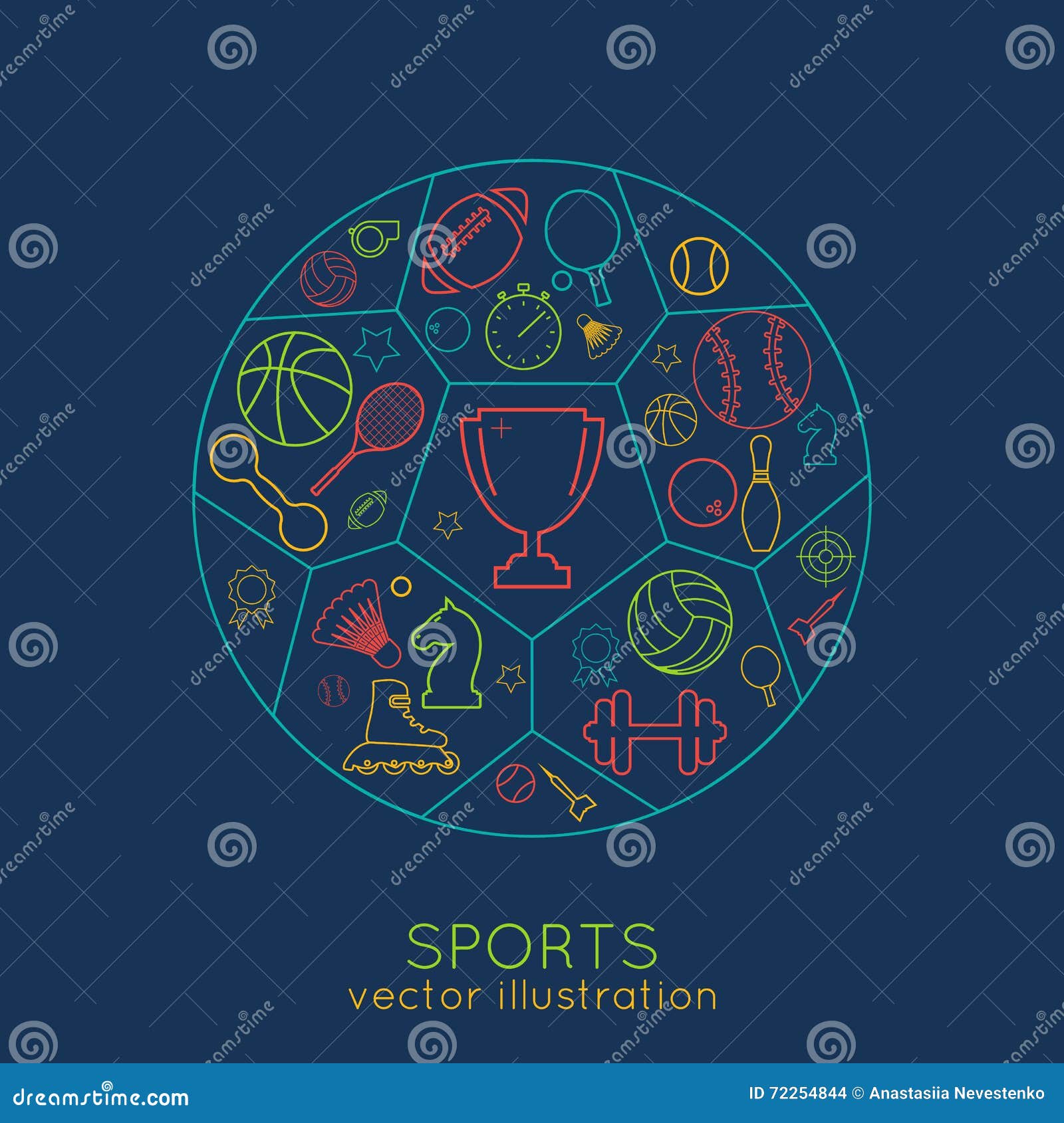 Icons sports line stock vector. Illustration of emblem 72254844