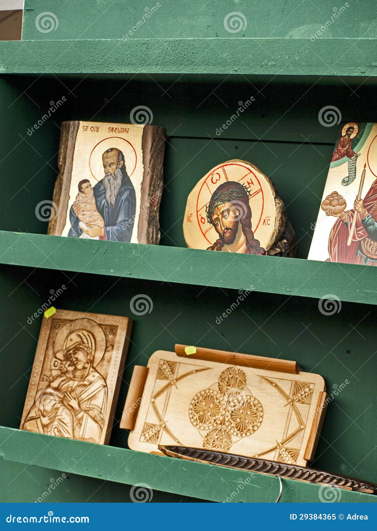 handmade icons in a stall