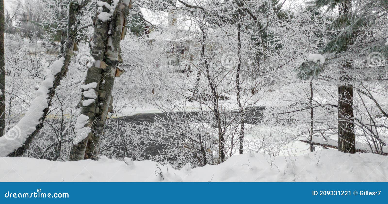 icy river in the canadian winters in quebec