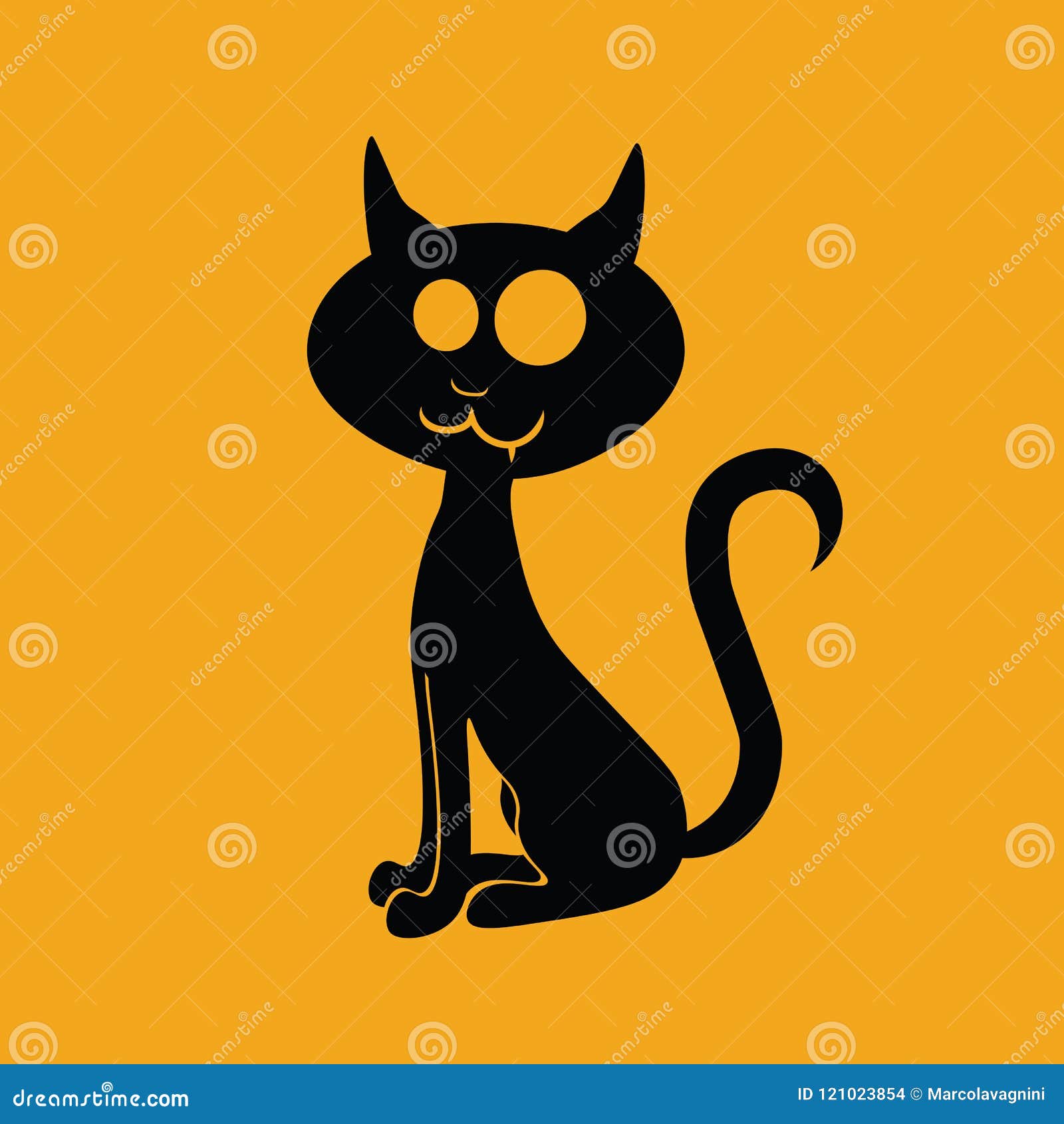 Icône de Halloween : Le chat noir. Icône de Halloween : Cat Orange Background noire