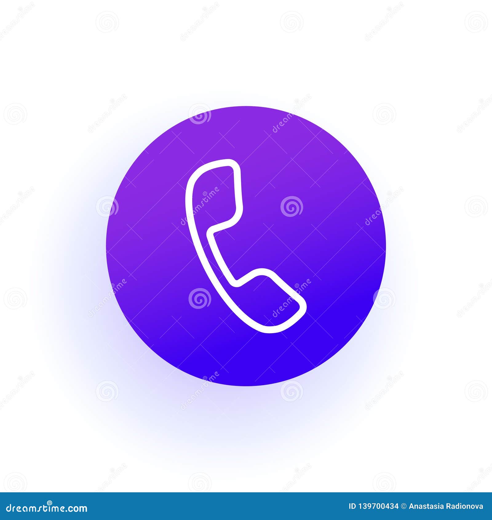 Icône De Téléphone Fixé à La Main En Cercle Gradient Pourpre