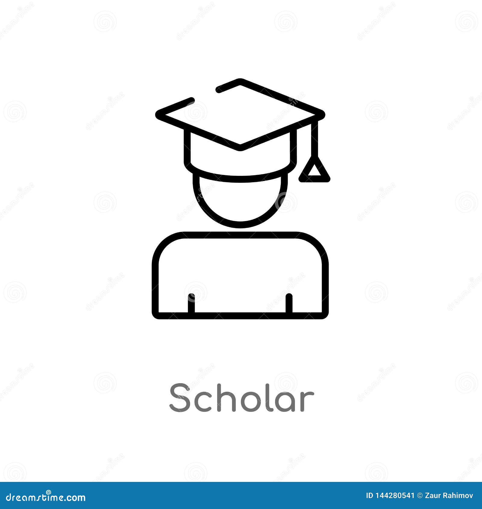 outline scholar vector icon. isolated black simple line element illustration from education concept. editable vector stroke scholar icon on white background