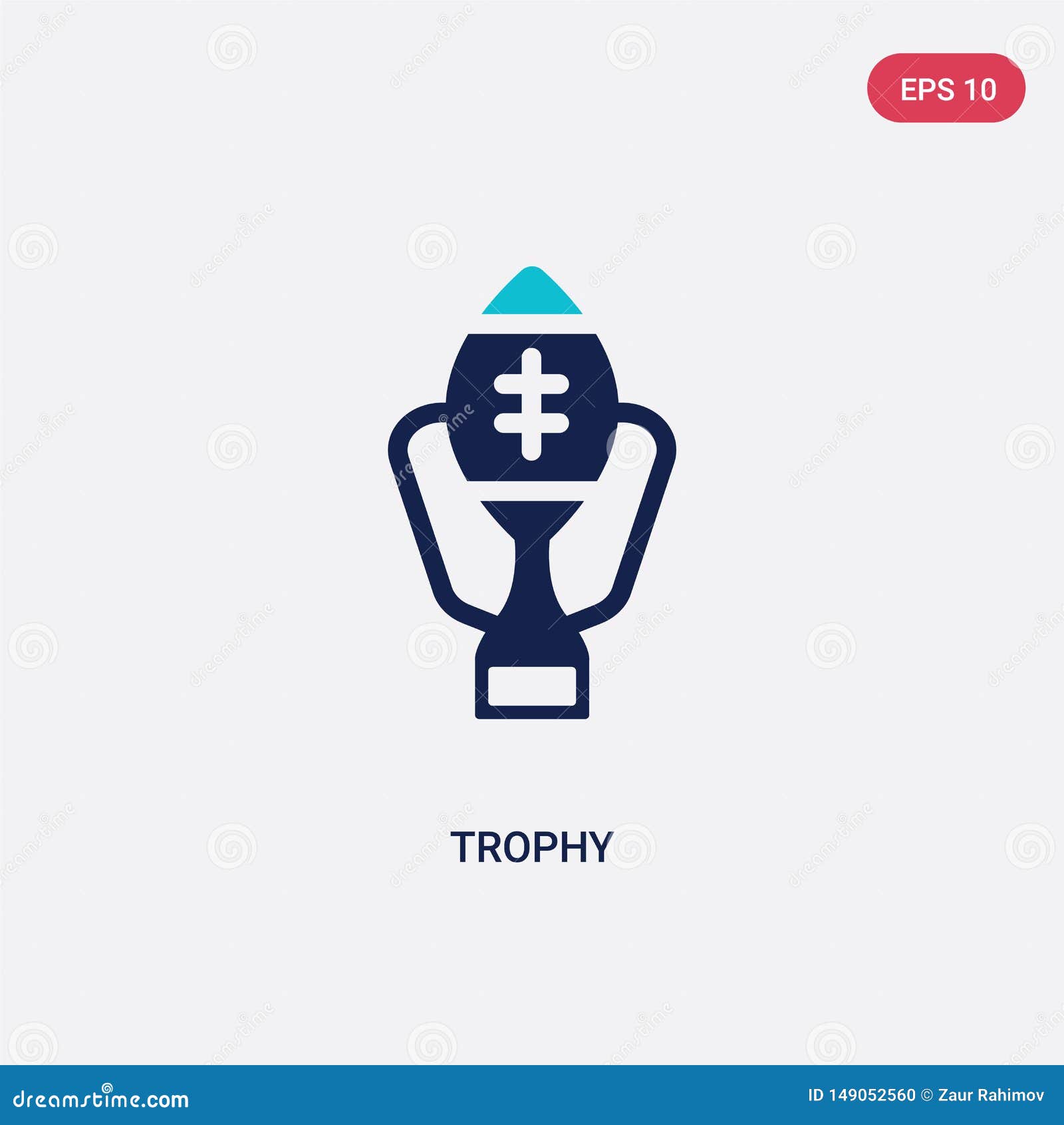 Icône de vecteur de trophée de deux couleurs de concept de football américain le symbole bleu d'isolement de signe de vecteur de trophée peut être utilisation pour le Web, le mobile et le logo ENV 10