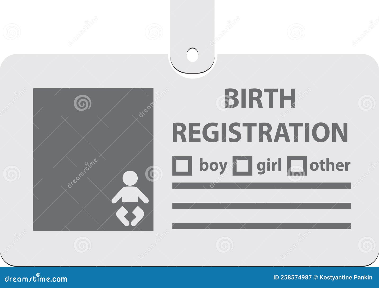 ID card Birth Registration stock vector. Illustration of birth 258574987