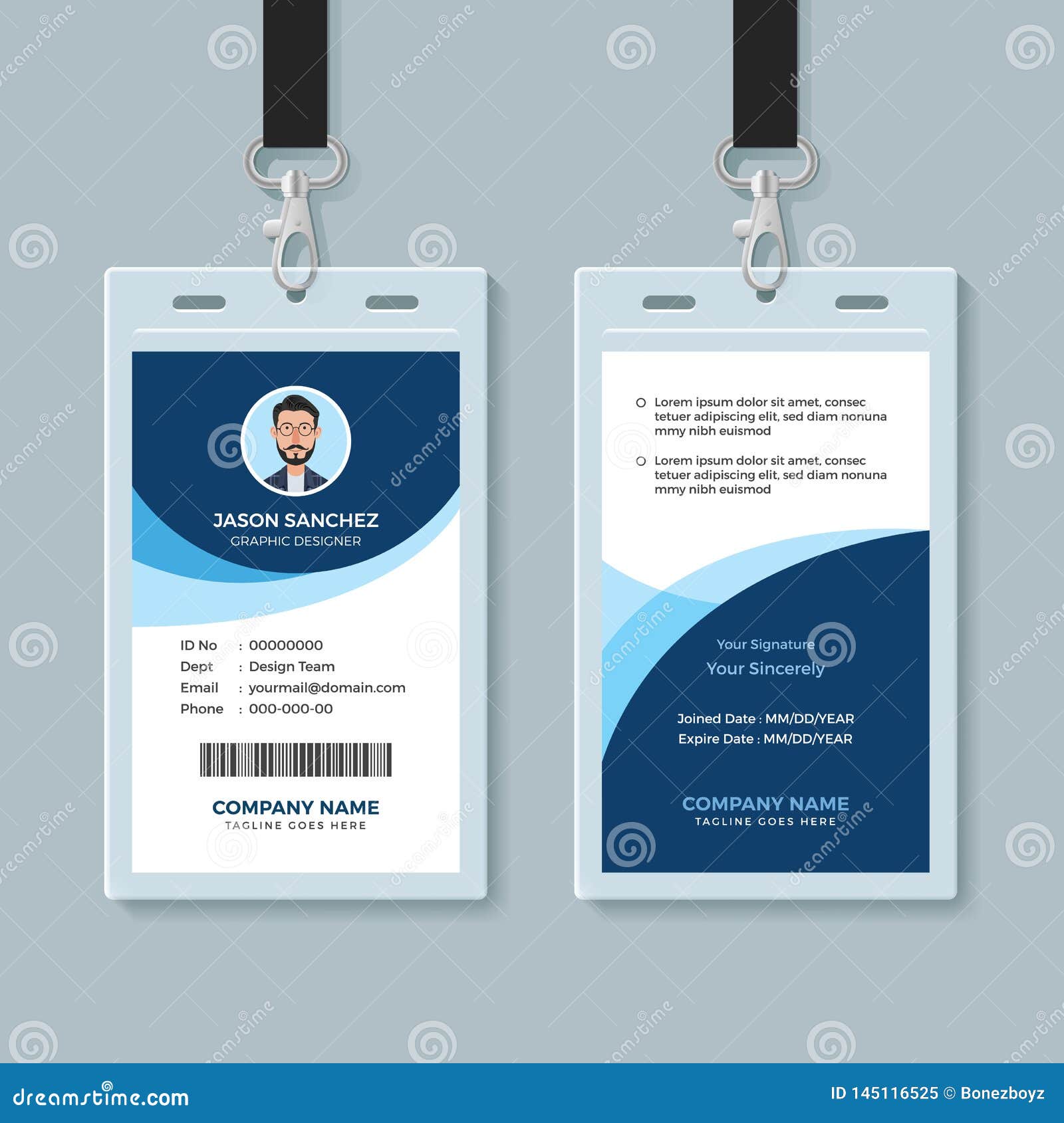 Simple and Clean Employee ID Card Design Template Stock Vector With Employee Card Template Word