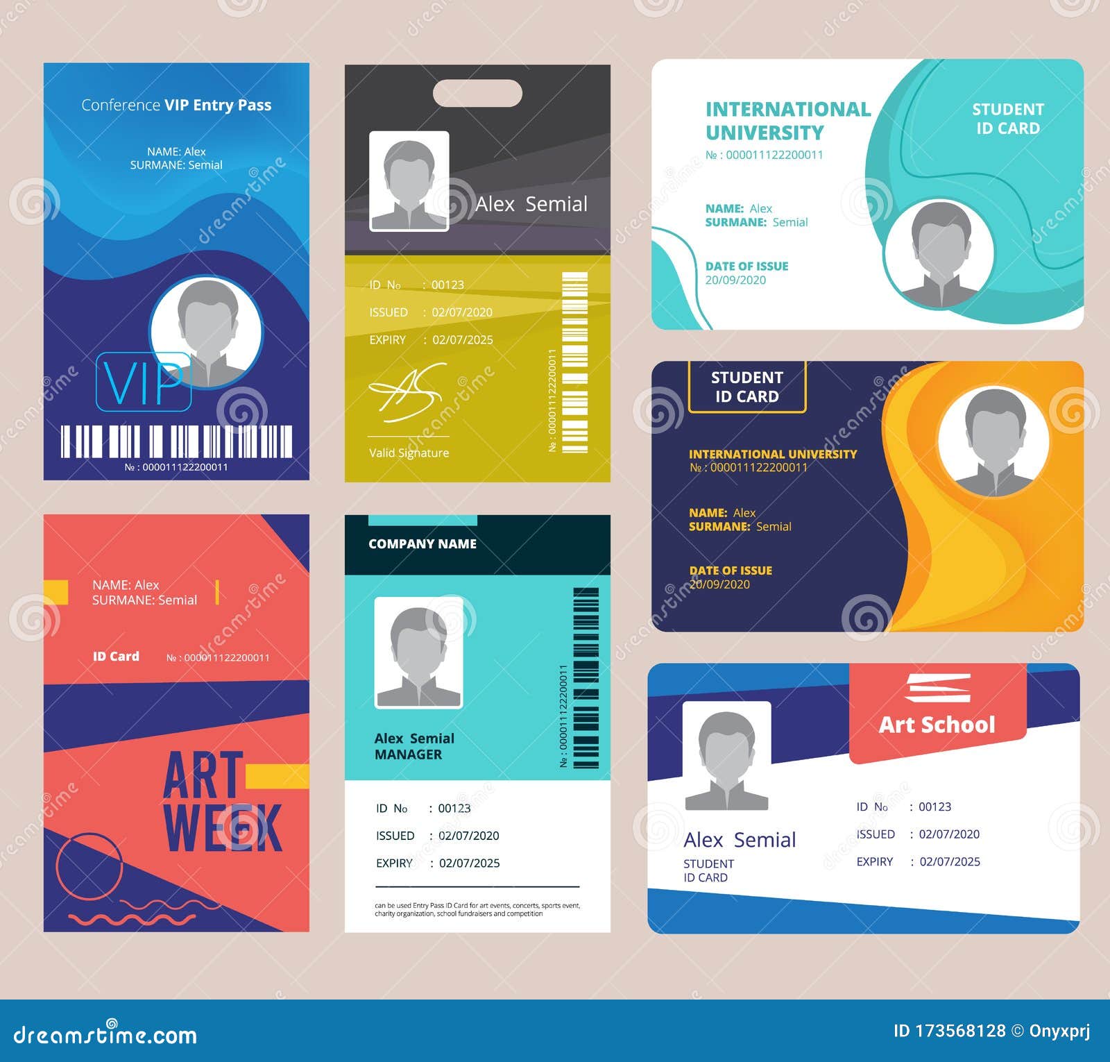 Id Card Template. Identification Badge for Male or Female with With Pvc Card Template