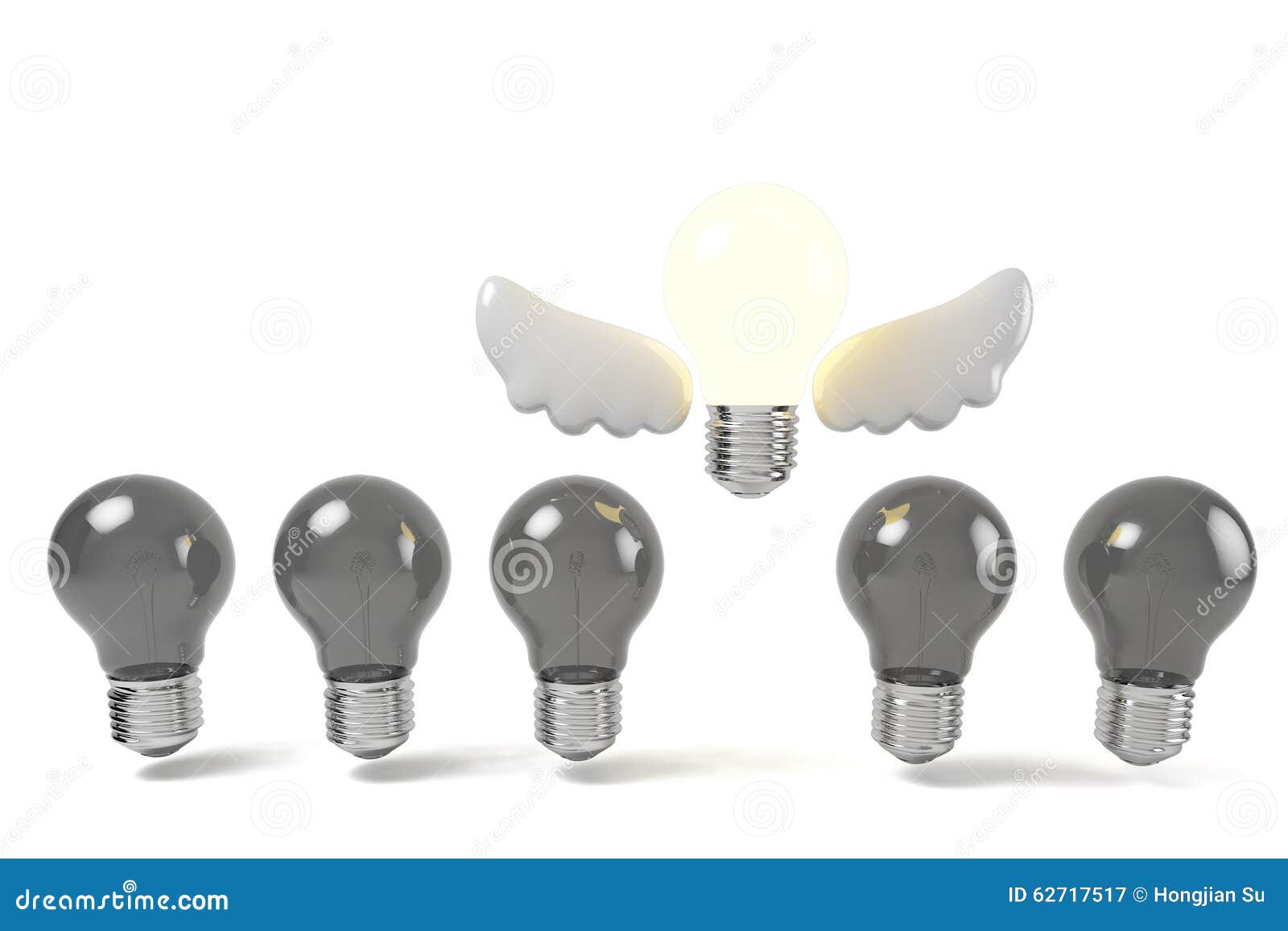Idea bulb fly stock illustration. Illustration of glowing 62717517
