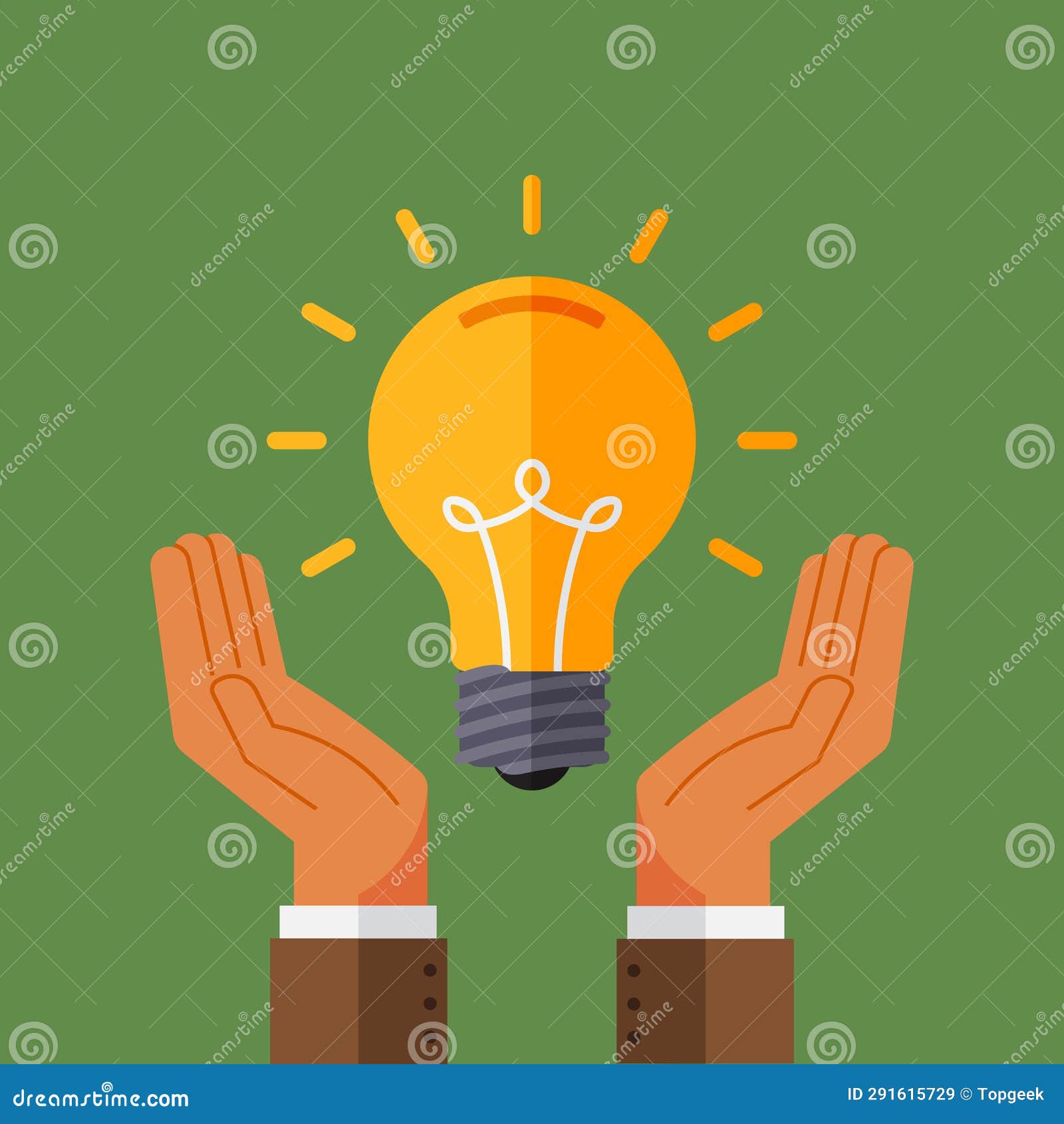 Idea Concept. Hands and Lights Bulb, Find Solution or Answer Stock