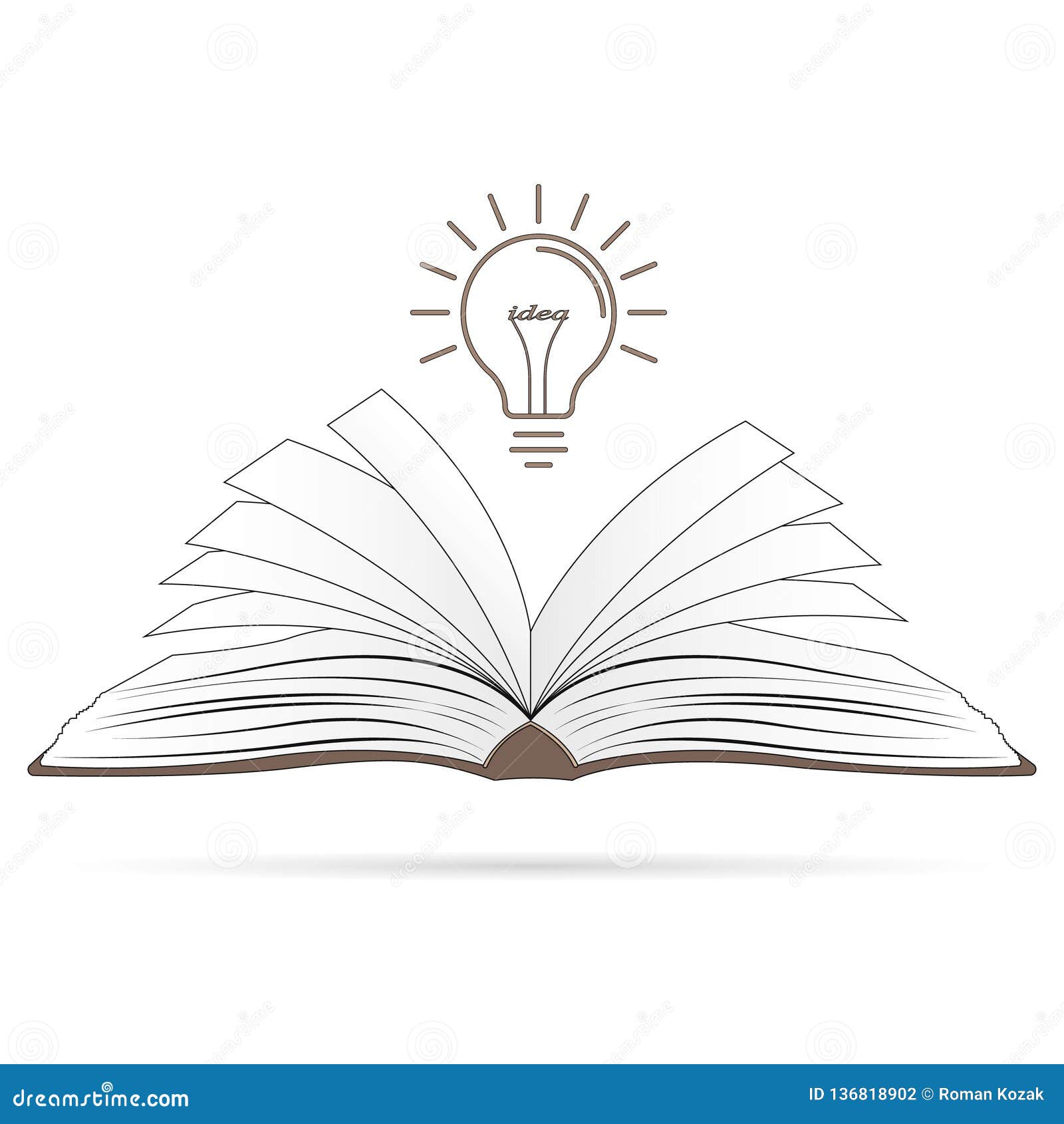 Idea Concept. Opened Book with Light Bulb Stock Vector Illustration