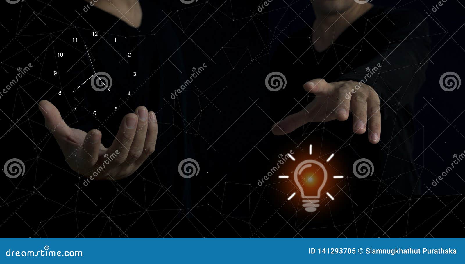 idea concept. create idea for time management on black background