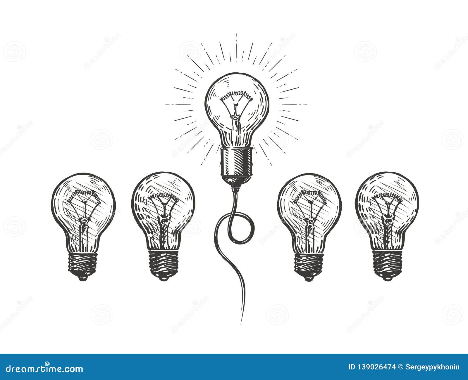 Idea, Innovation. Hand Drawn Business Concept. Sketch Vector Illustration Stock Vector 