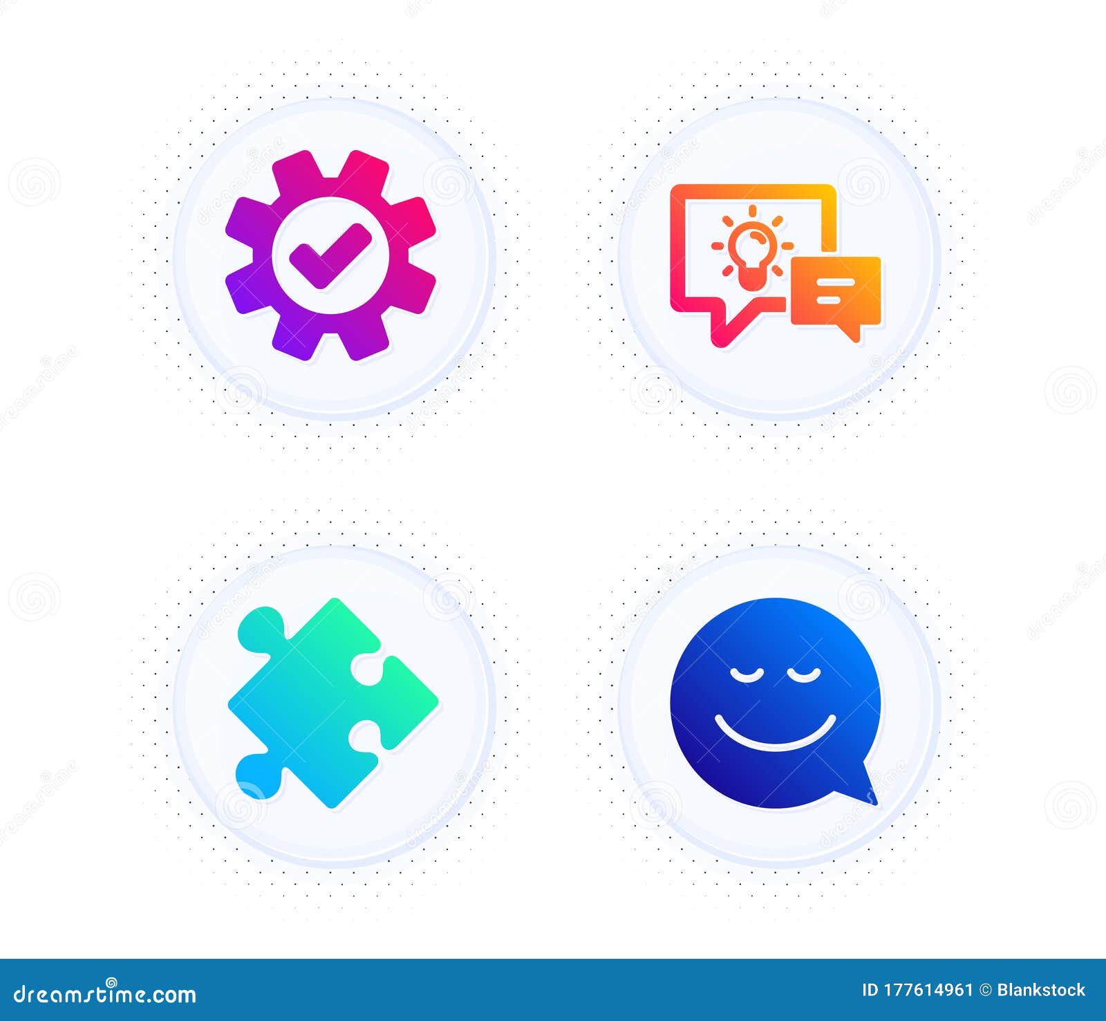 Idea Lamp Service And Strategy Icons Set Smile Sign Business Energy Cogwheel Gear Puzzle Chat Emotion Vector Stock Vector Illustration Of Development Developer