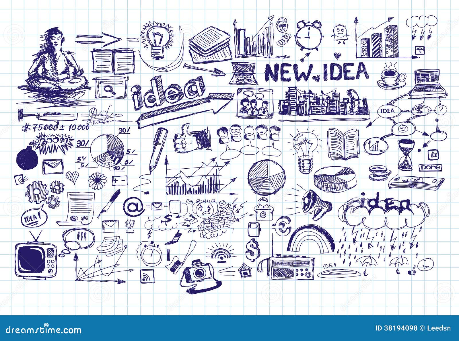 idea sketch background with pen drawn elements stock vector sketch background