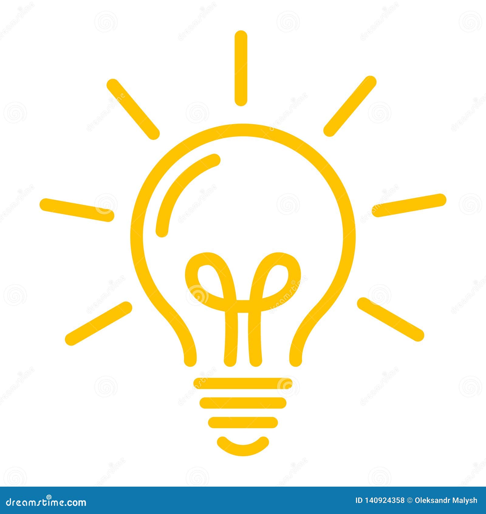 Idea Symbol Yellow Bulb Icon Vector Stock Vector Illustration Of Glow Background