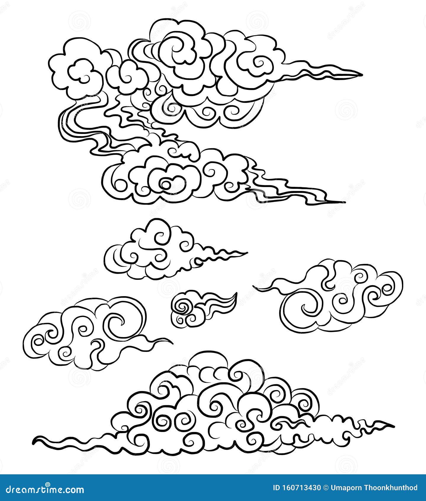 Idea For Tattoo And Coloring Books Japanese Clouds And Wave For Tattoo Design Chinese Clouds Stock Vector Illustration Of Demon Flower 160713430