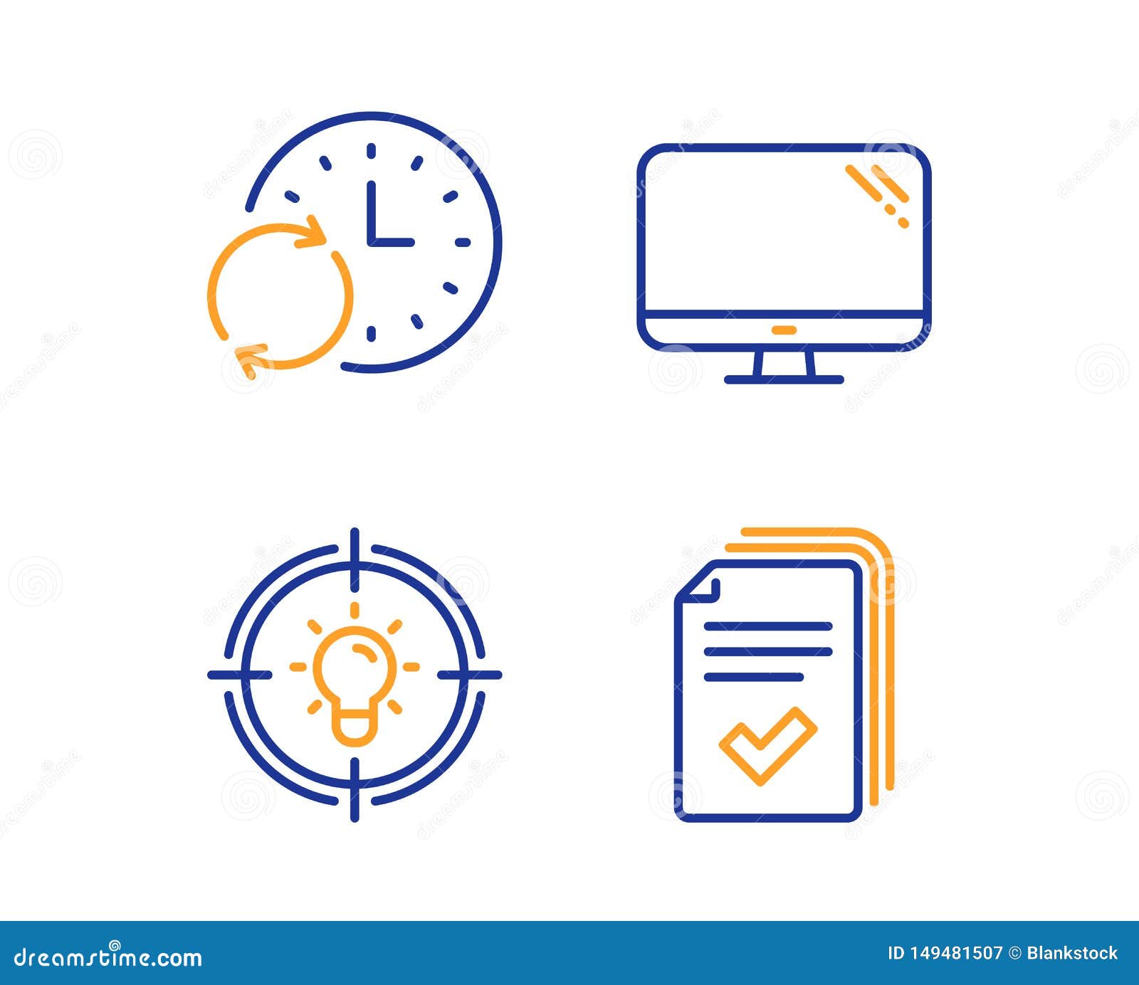 Idea, Update Time and Computer Icons Set. Handout Sign. Solution