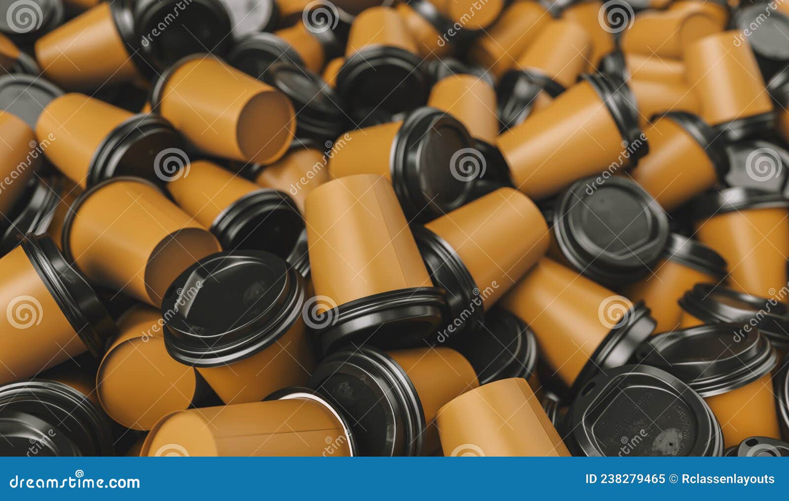 pile of empty brown to go coffee cups