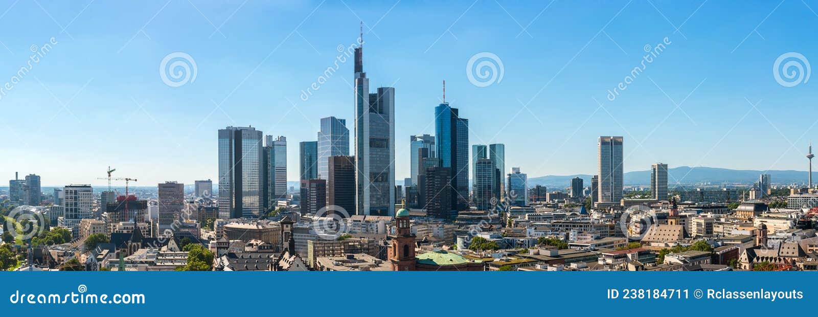 skyline panorama at center business district in frankfurt