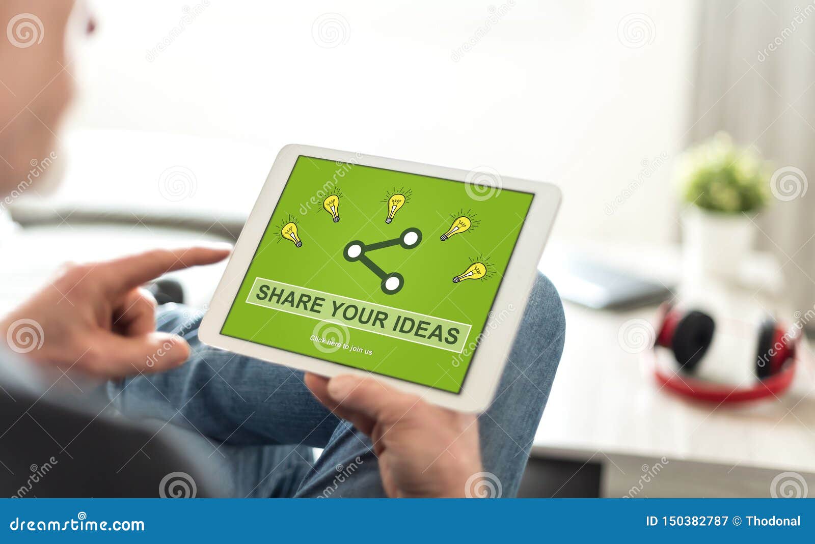Ideas Sharing Concept on a Tablet Stock Image Image of learning, social 150382787