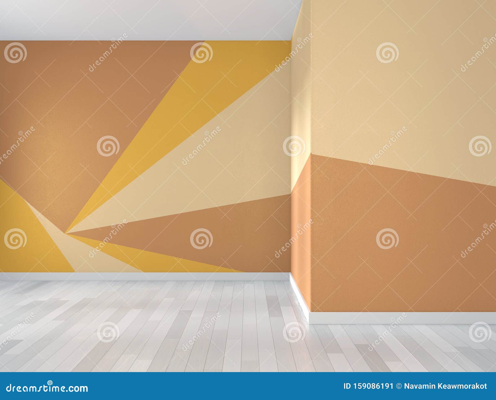 Mock Up Ideas of Yellow and Orange Room Geometric Wall Art Paint ...