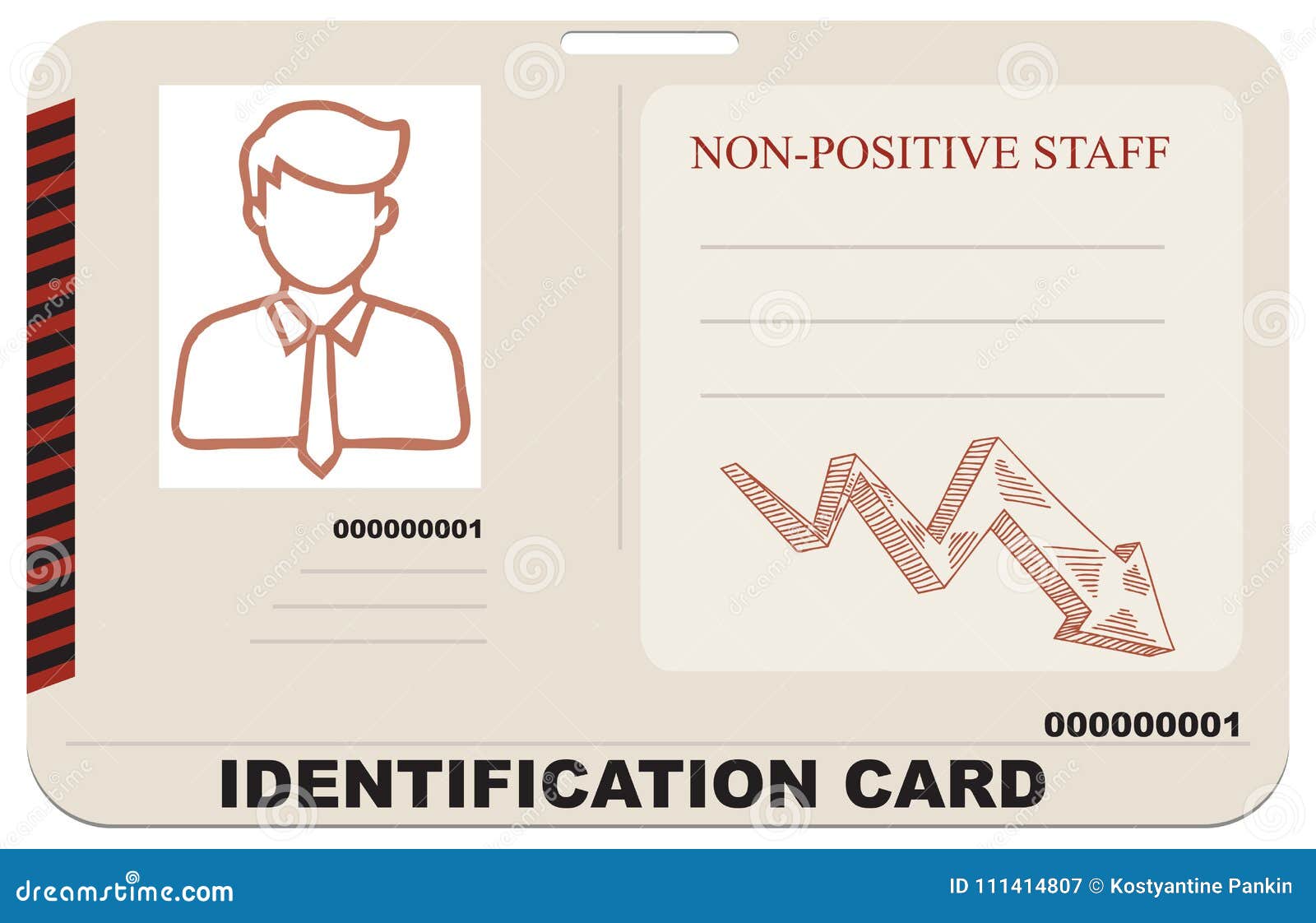 Identification Card for Non-positive Staff Stock Vector Throughout Mi6 Id Card Template