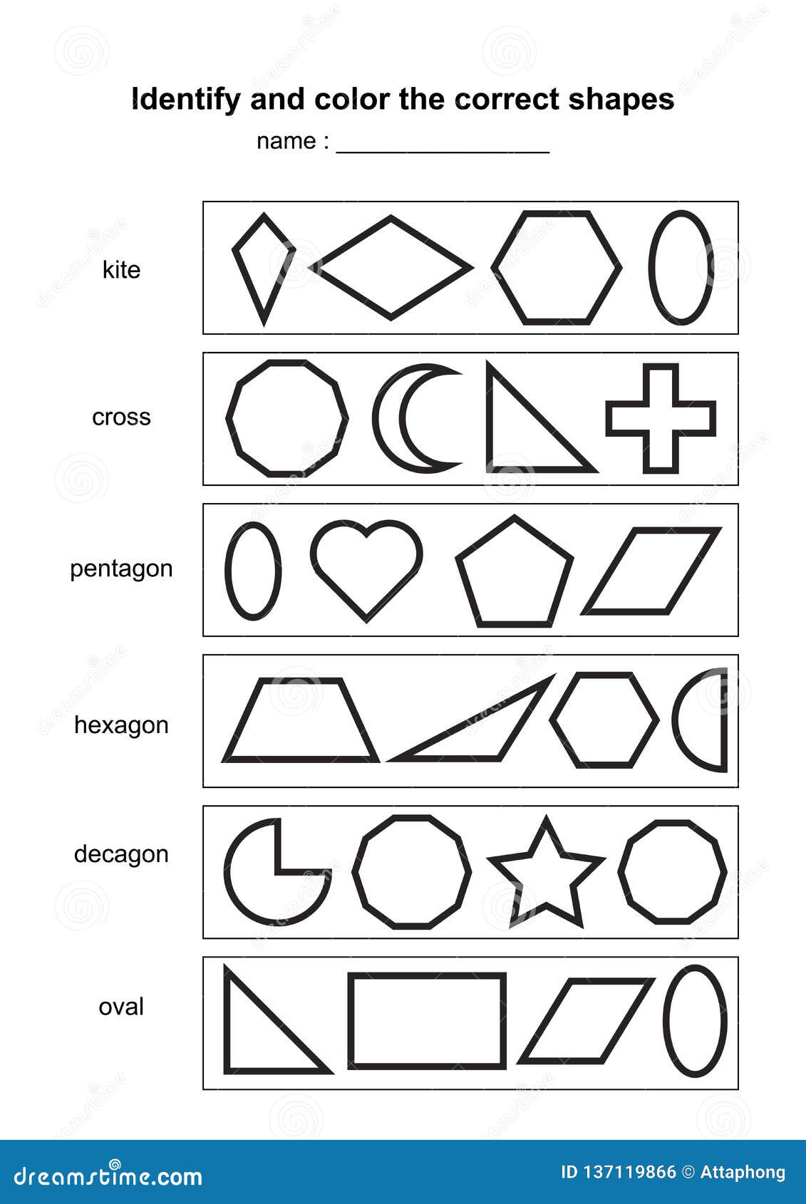 Identifique Y Coloree Las Formas Correctas Juego Geometrico