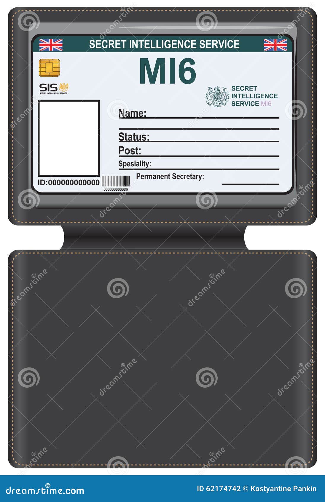 Identity MI21 in a Leather Carrying Case Stock Vector In Mi6 Id Card Template