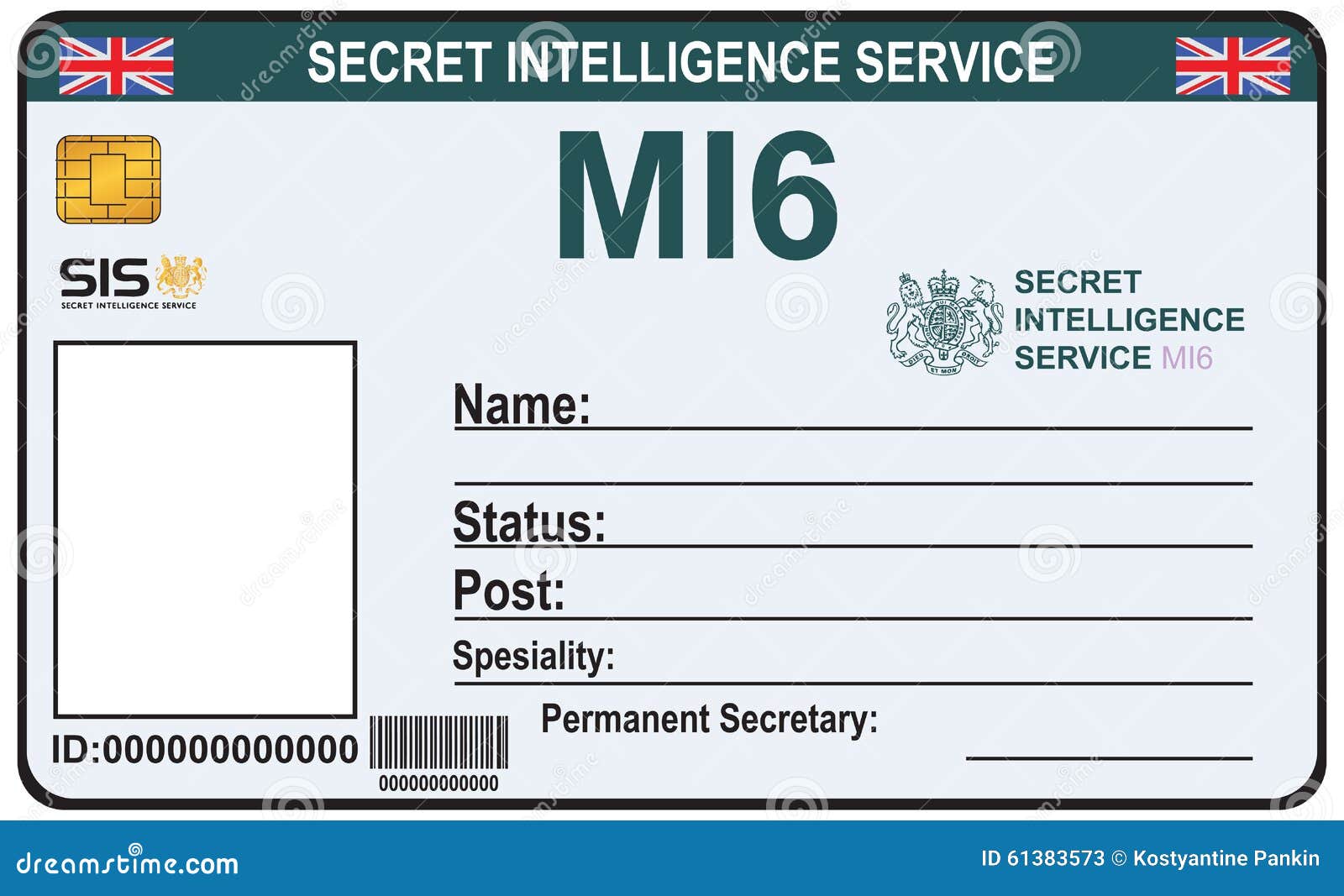 Identity a Secret Agent of MI 23 Stock Vector - Illustration of For Mi6 Id Card Template