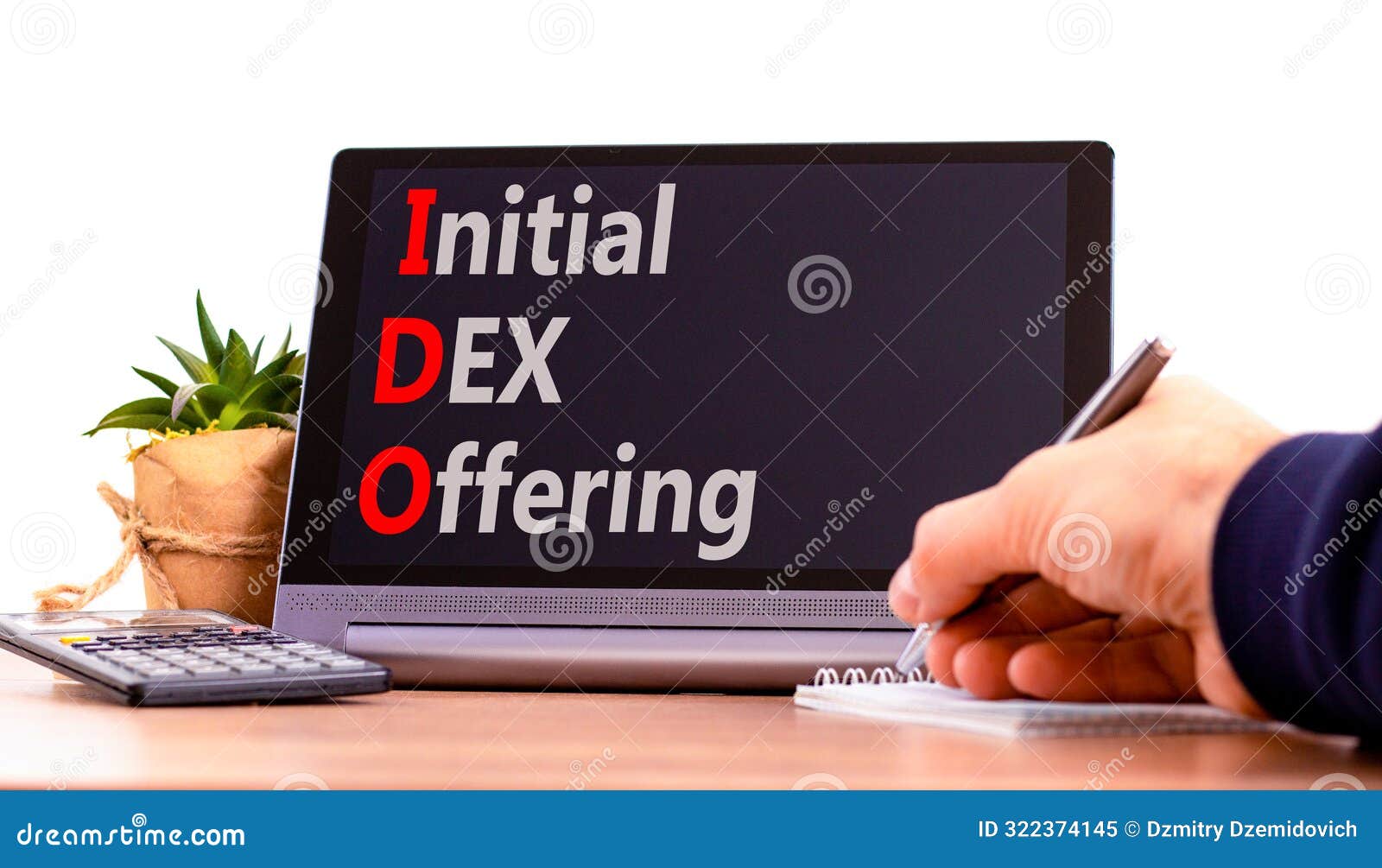 ido initial dex offering . concept words ido initial dex offering on beautiful black tablet. beautiful white background.