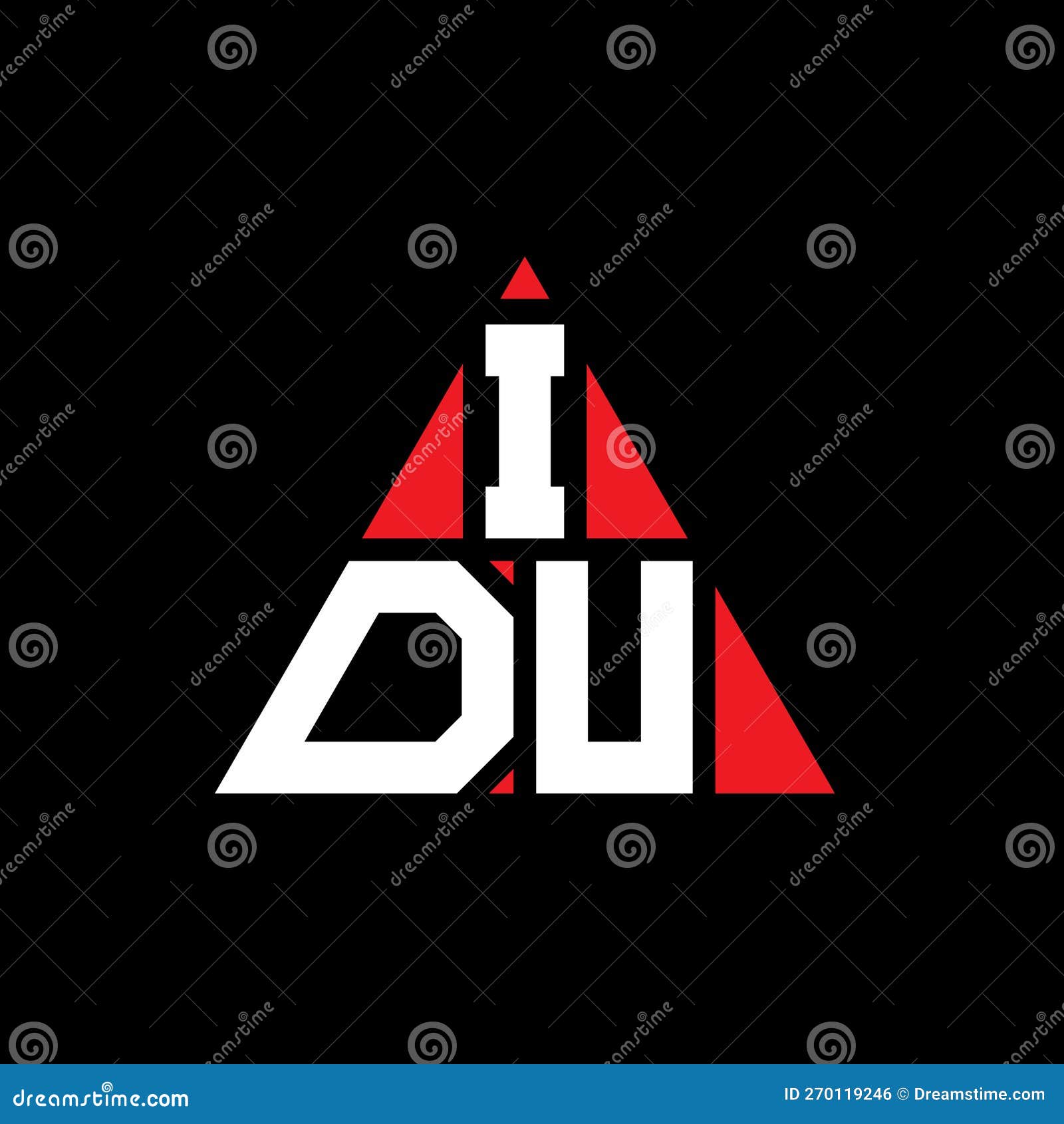 idu triangle letter logo  with triangle . idu triangle logo  monogram. idu triangle  logo template with red