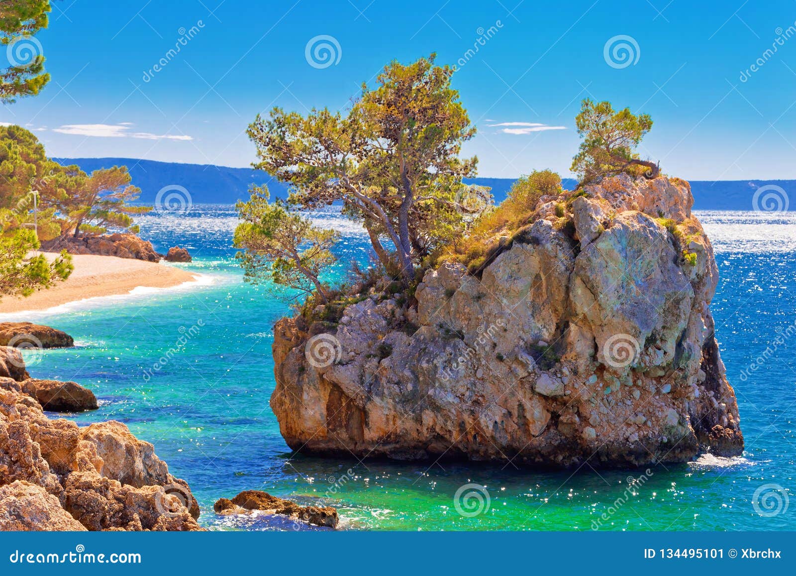 idyllic islet on punta rata beach in brela