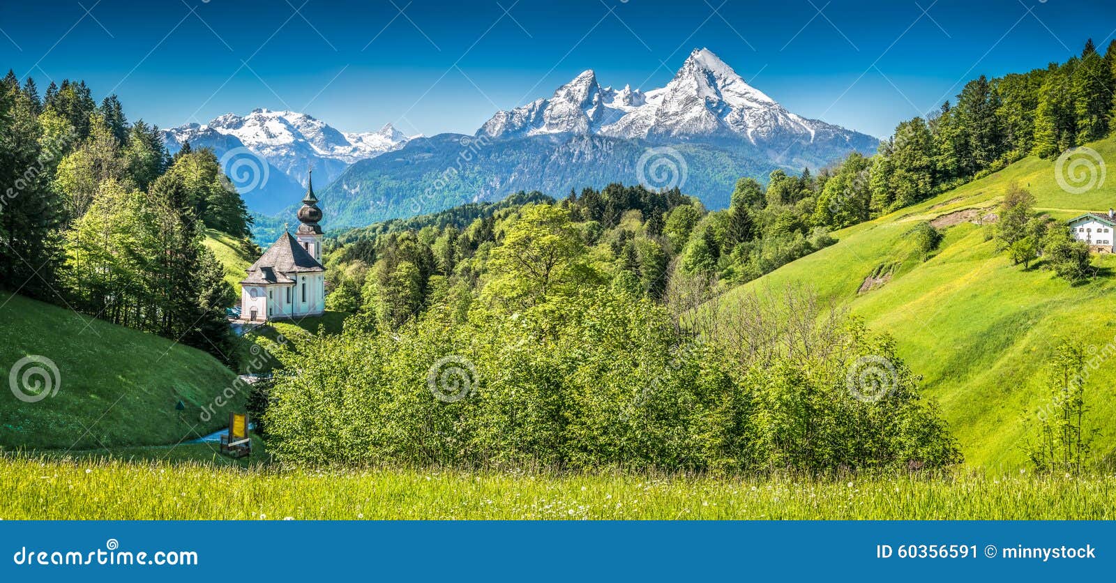 idyllic mountain landscape in the bavarian alps, berchtesgadener land, bavaria, germany