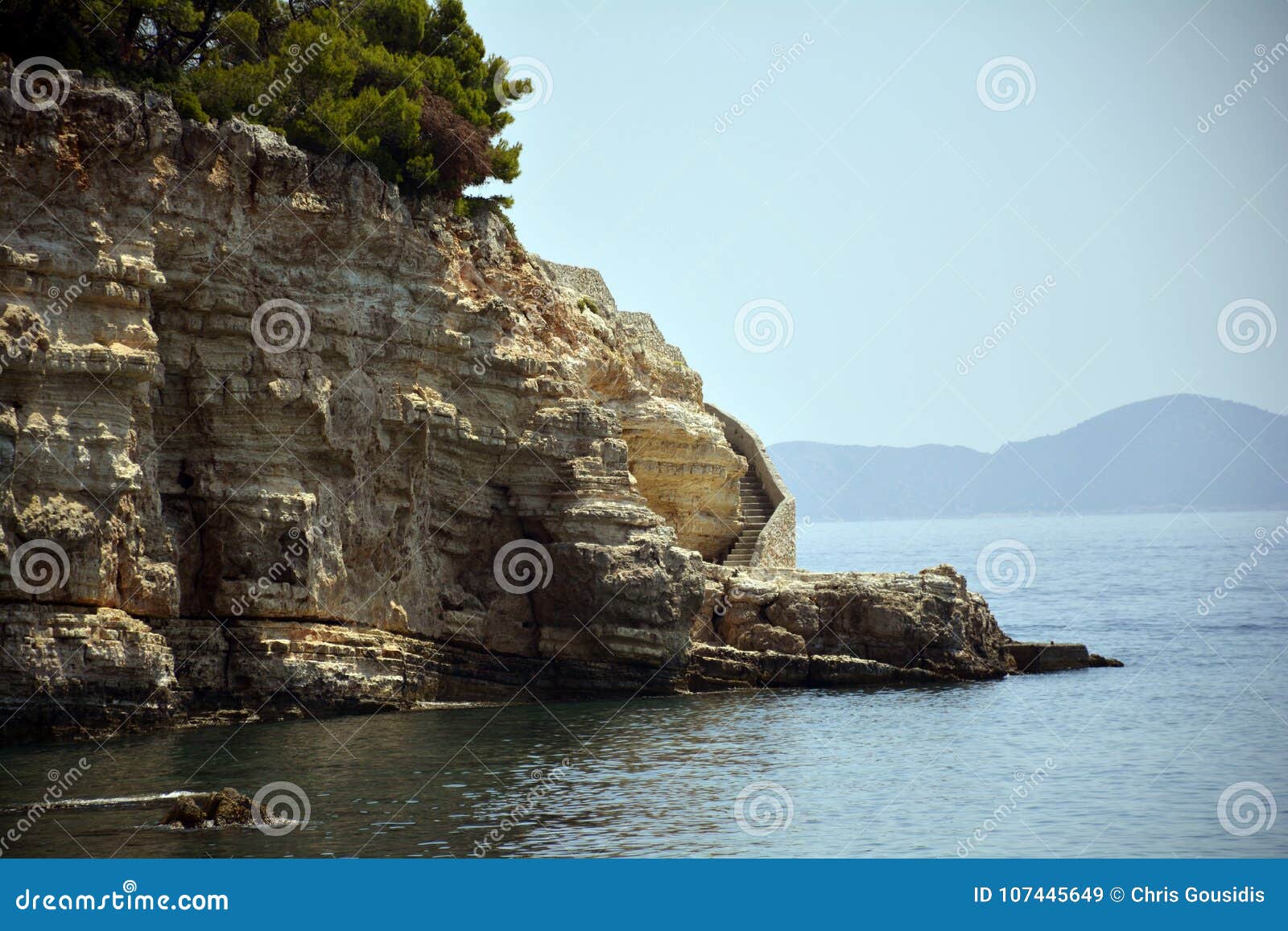Curved Stairs into the Greek Sea. Stock Image - Image of culture ...