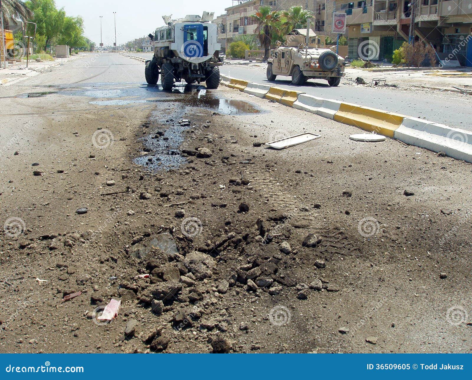 IED Strike National Police Baghdad Iraq 07. IED Strike on Iraqi National Police Armored Vehicle during Surge Baghdad 2007. US Adviser Team assist