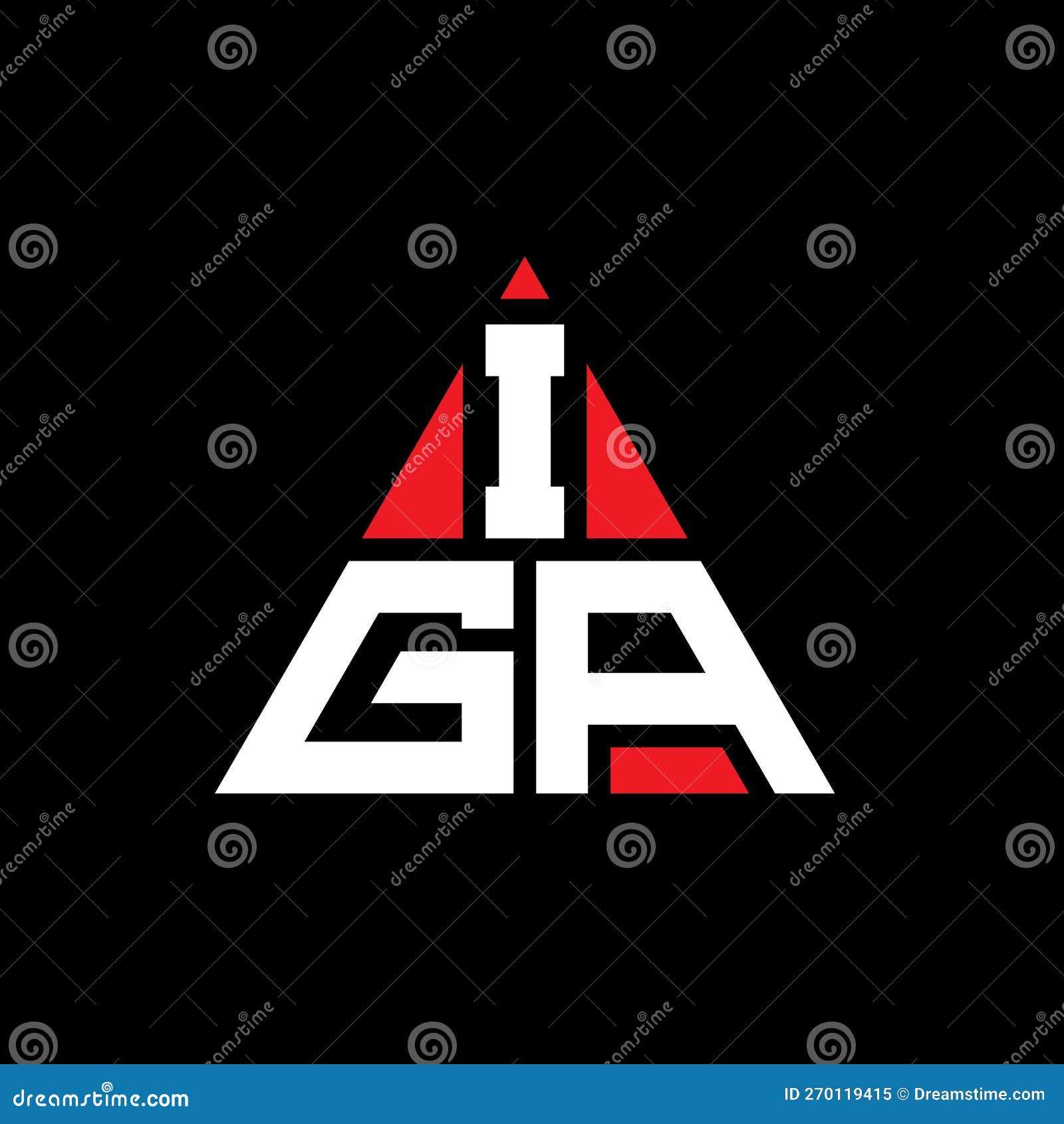 iga triangle letter logo  with triangle . iga triangle logo  monogram. iga triangle  logo template with red