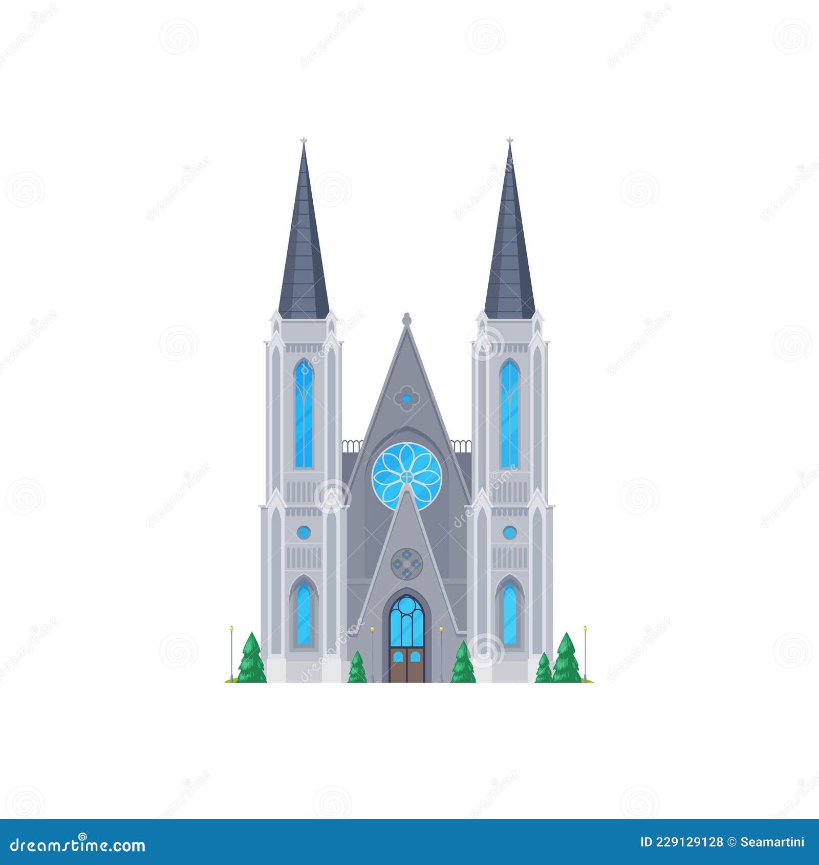 Iglesia Antigua Catedral Gótica Capilla Edificio Plano Ilustración del  Vector - Ilustración de cruz, cristianismo: 229129128