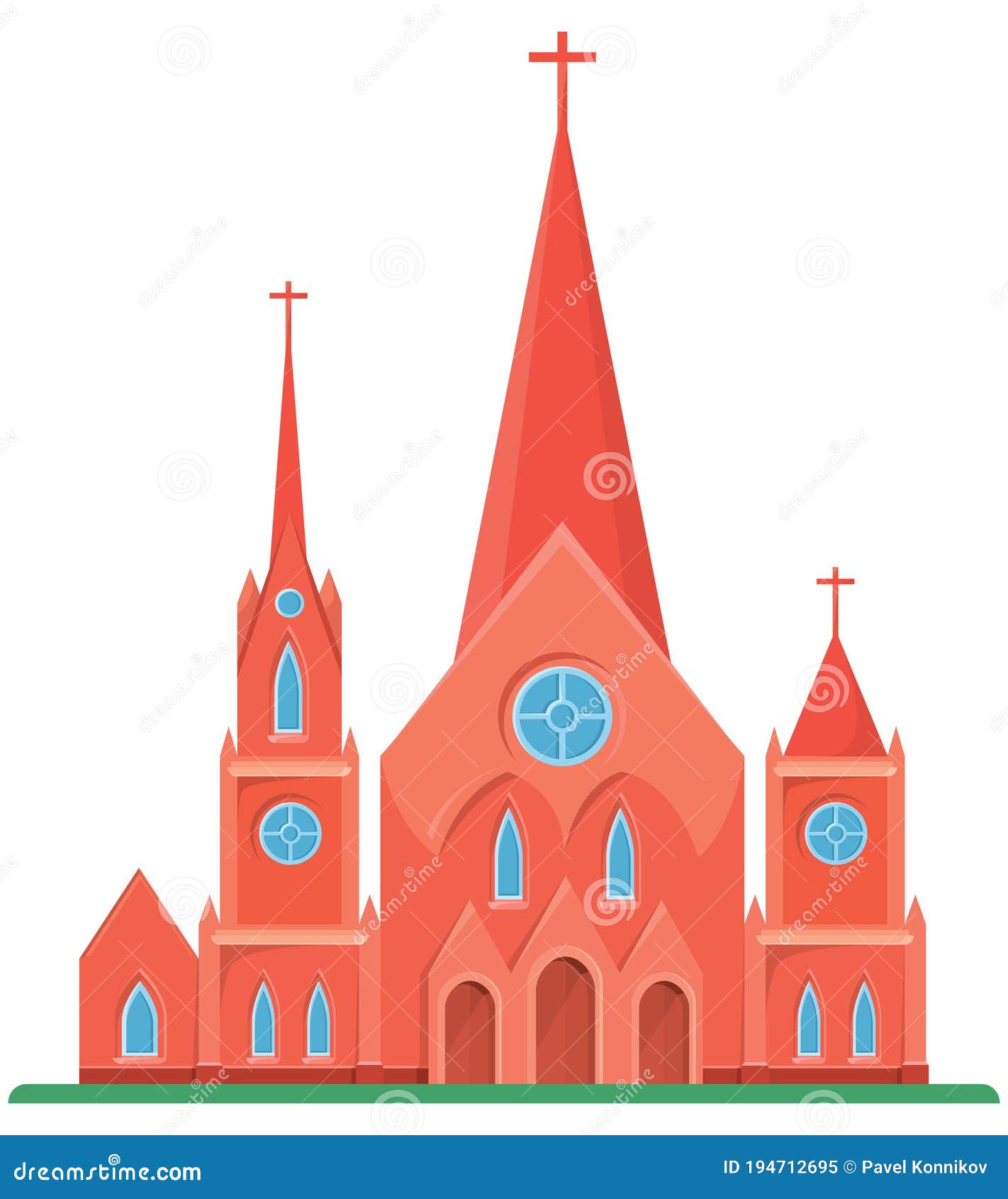 Iglesia católica roja stock de ilustración. Ilustración de casa - 194712695