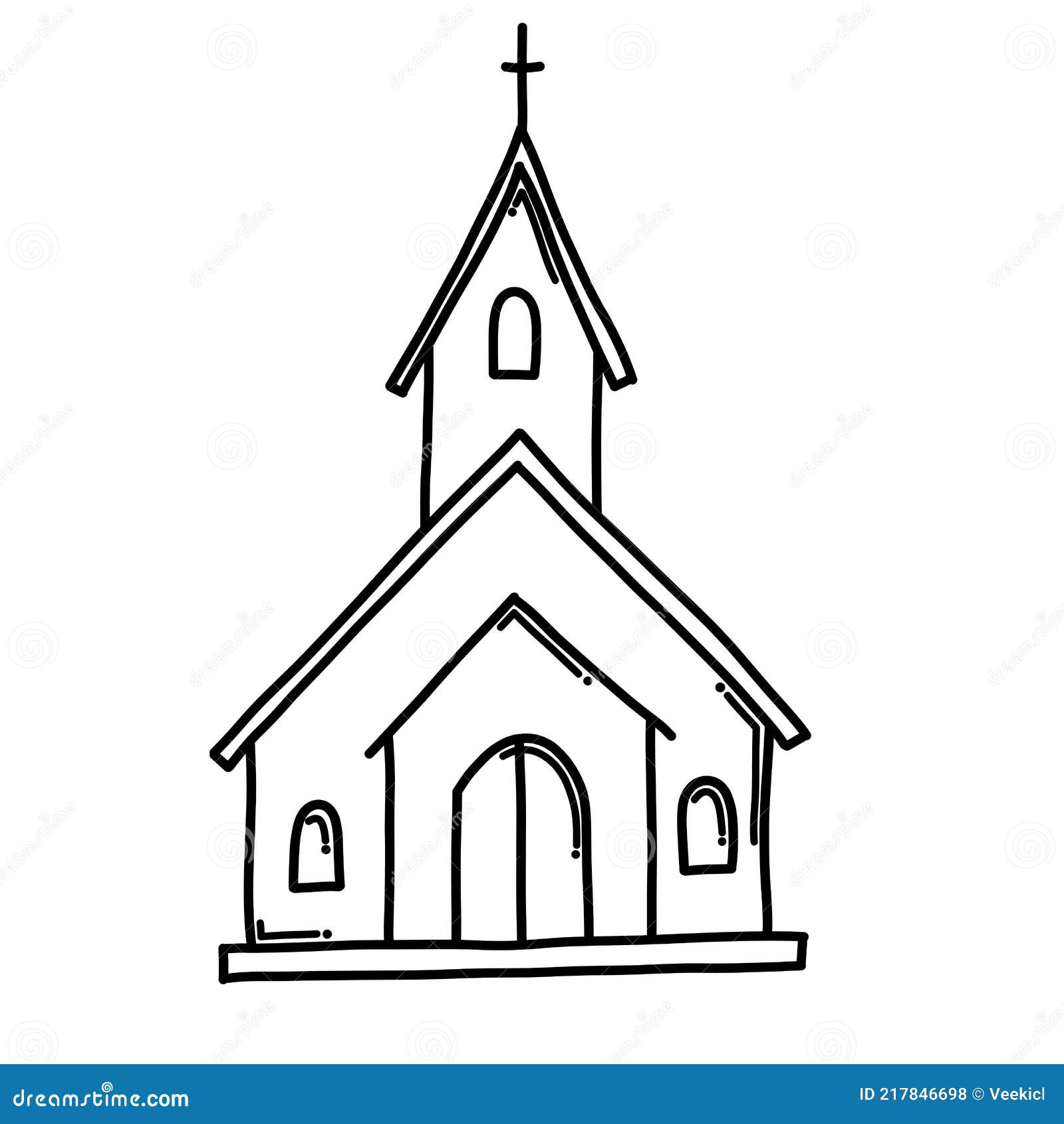 Iglesia Doodle Vector Icono. Dibujo Boceto Ilustración Dibujo a Mano Dibujos  Animados Línea Eps10 Ilustración del Vector - Ilustración de cristiano,  freehand: 217846698