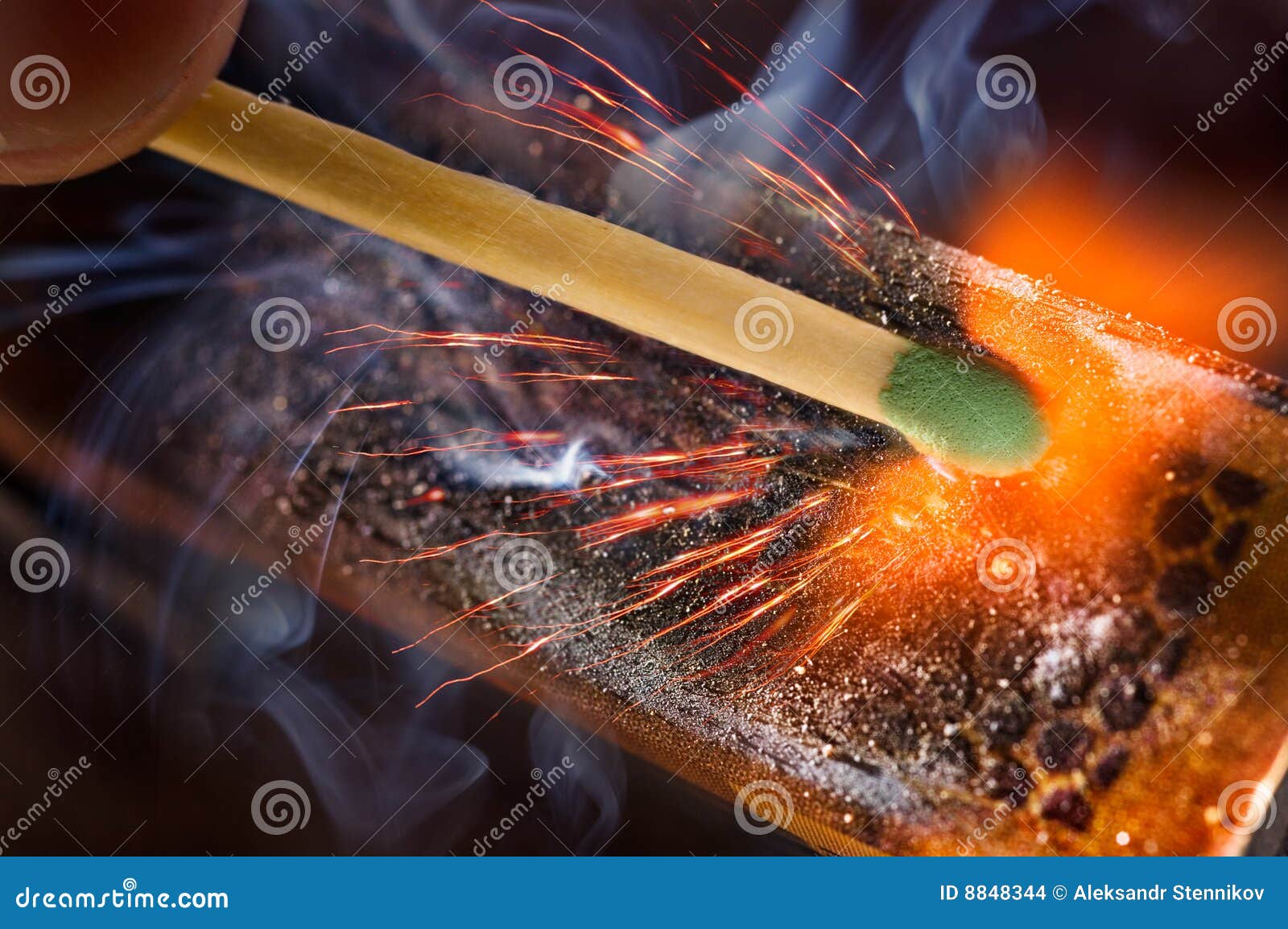 Igniting match stock photo. Image of matchbox, light, burning 8848344