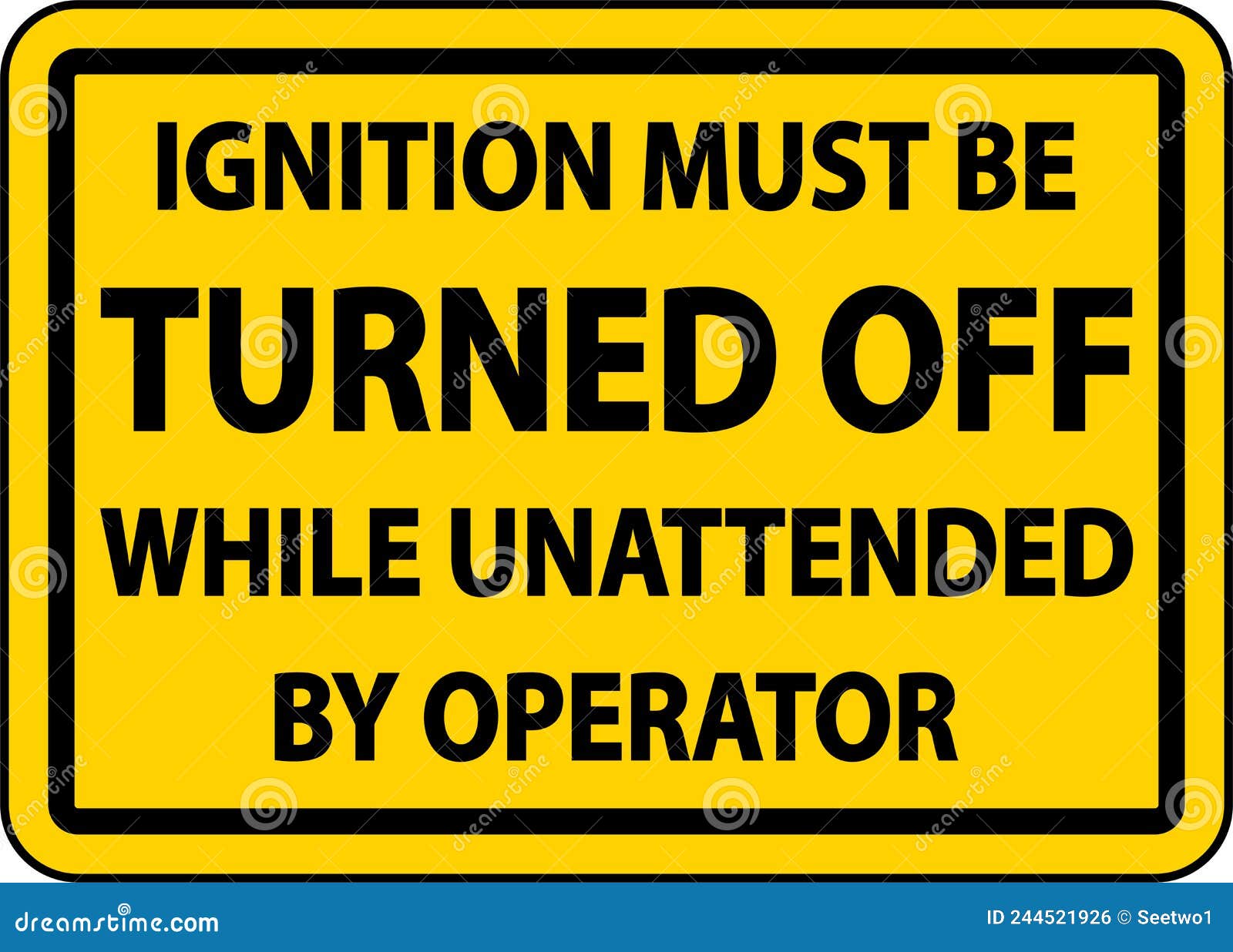 Ignition Must Be Turned Off Label Sign on White Background Stock Vector