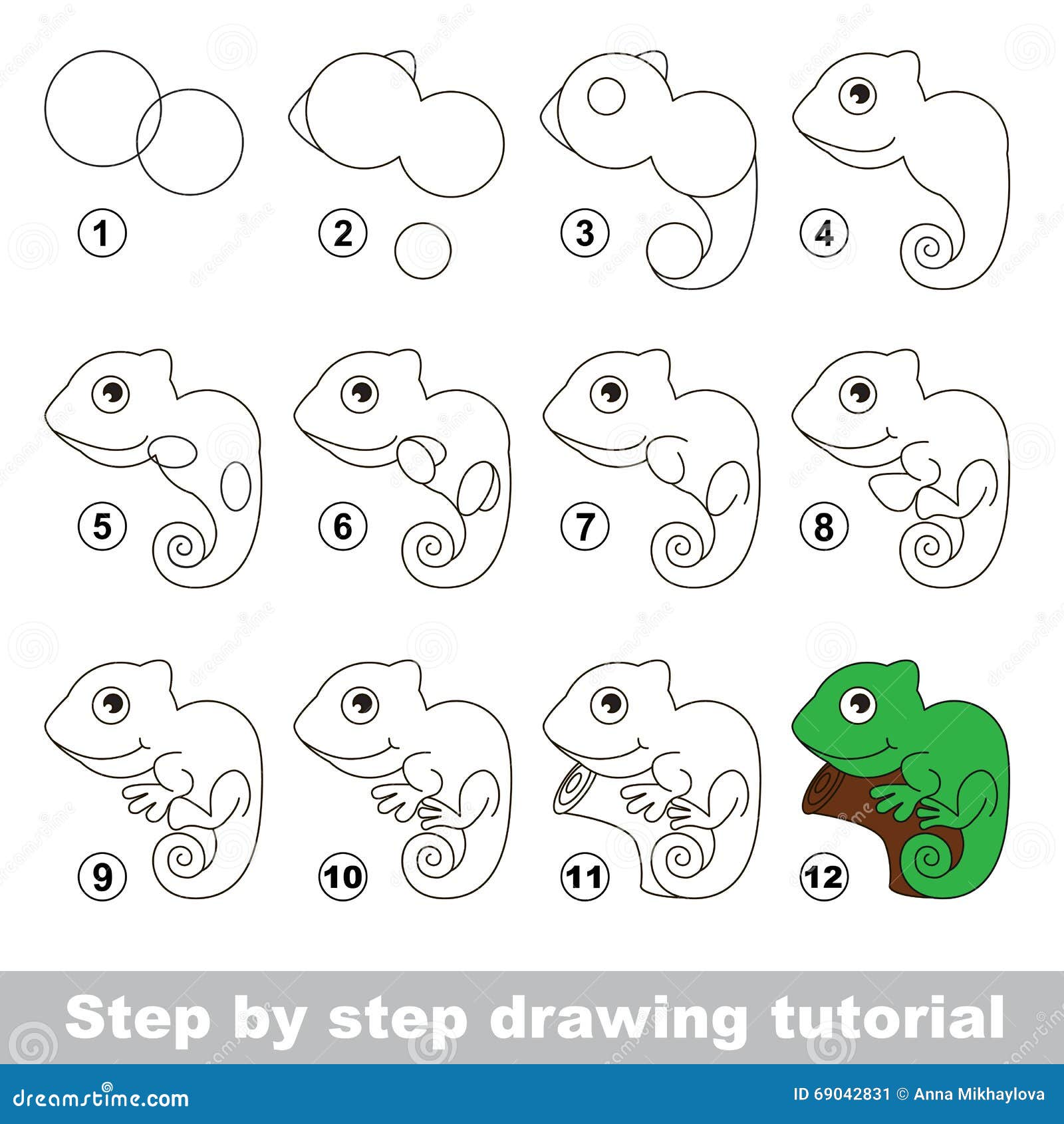 iguana. drawing tutorial.