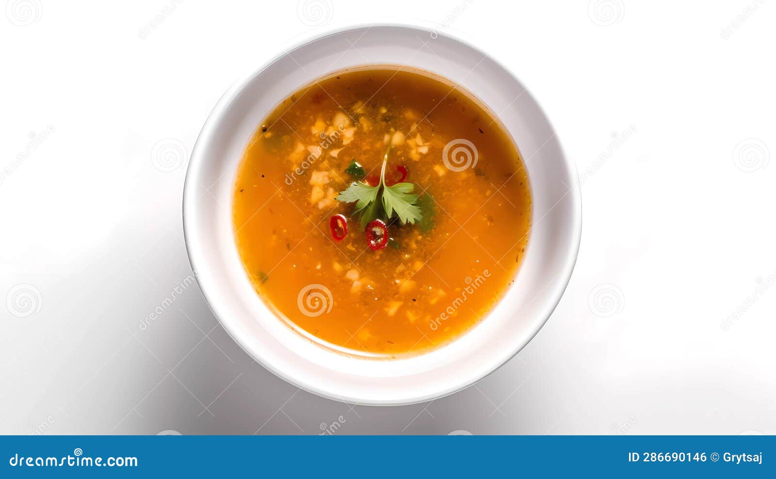 Iisolated Soup in a Plate Top Down View White Background Stock