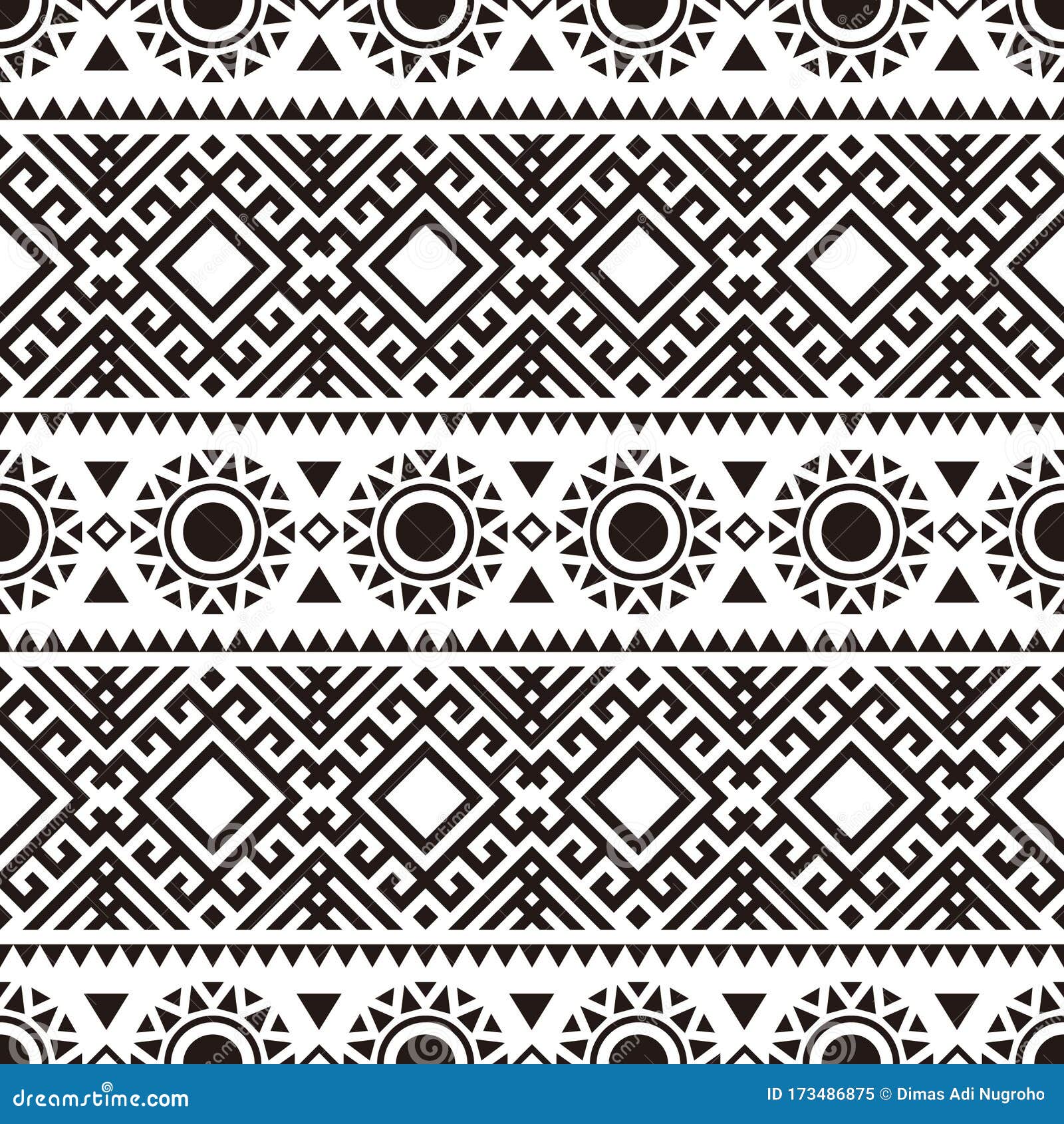 Aztec Ethnic Seamless Pattern Design in Black and White Color. Ethnic ...