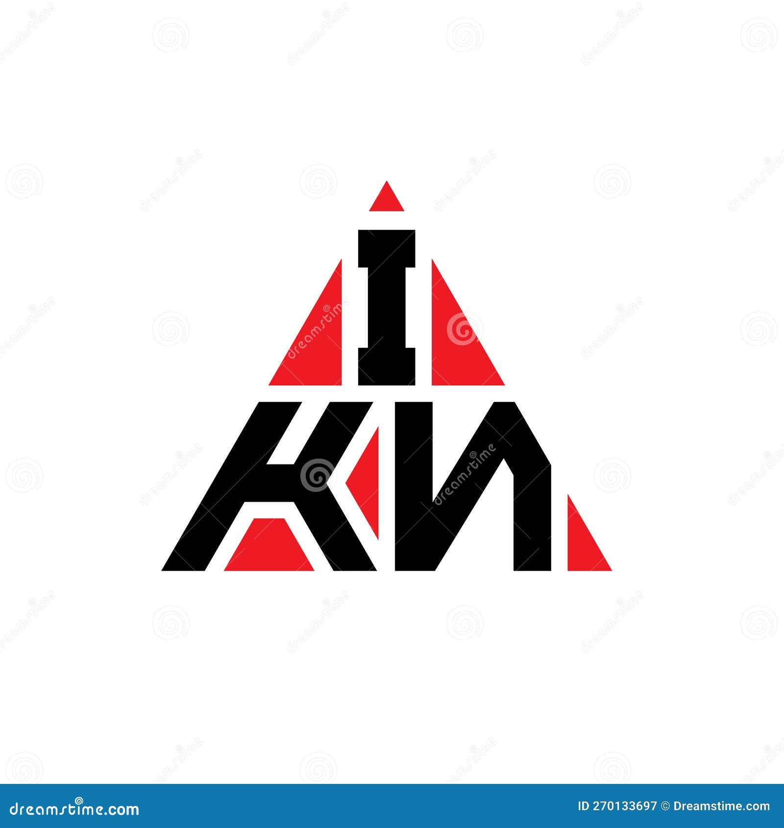 ikn triangle letter logo  with triangle . ikn triangle logo  monogram. ikn triangle  logo template with red