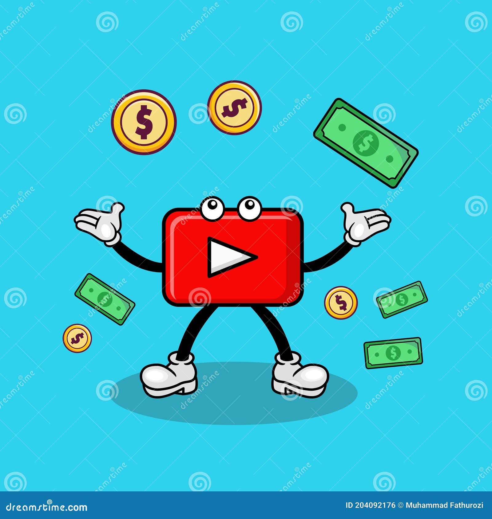 Ikon Vlog Karakter Kartun Hujan Uang Dolar Stock Illustration Illustration Of Cartoon