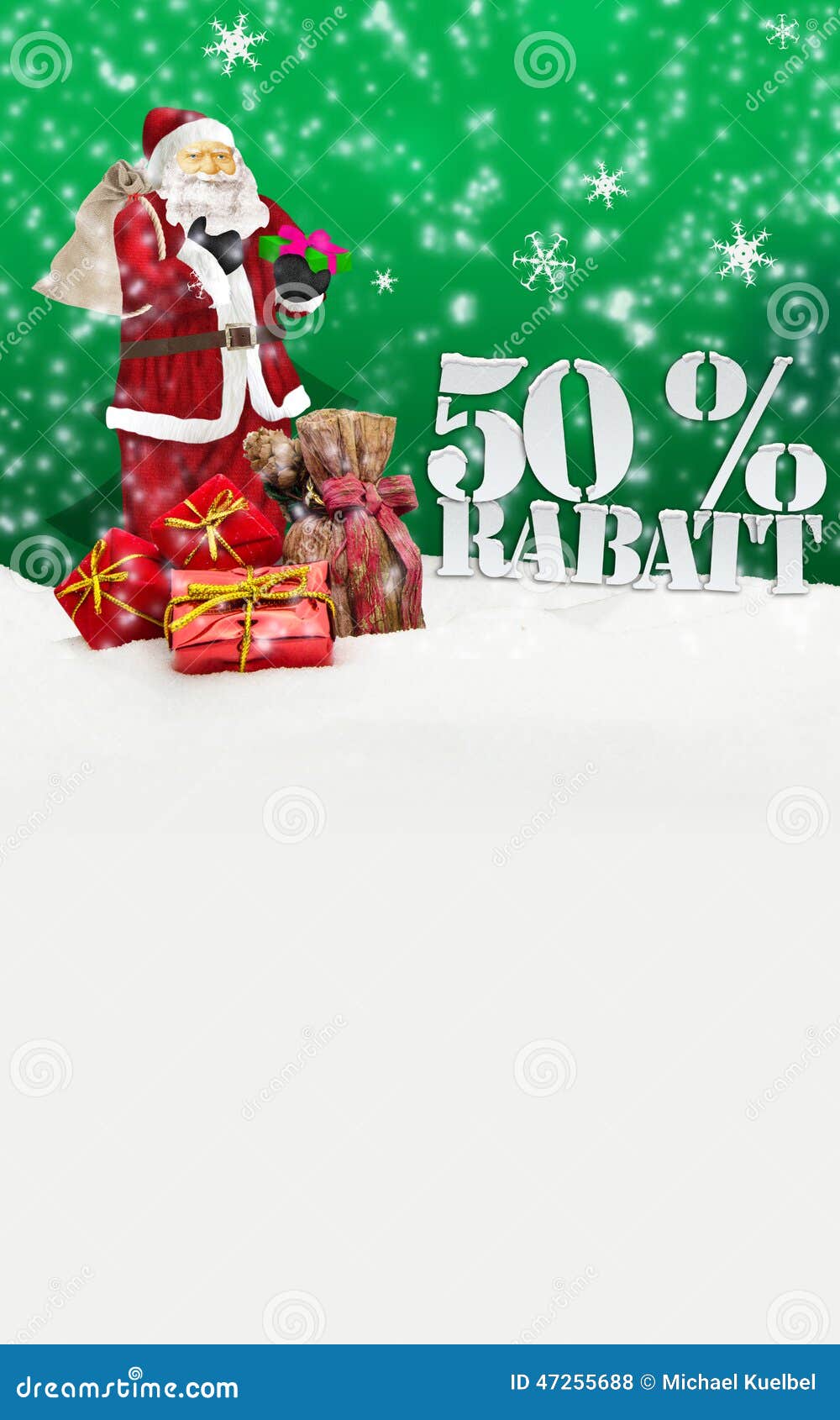 Babbo Natale 50.Il Babbo Natale Buon Natale Uno Sconto Di 50 Per Cento Fotografia Stock Immagine Di Copia Sconto 47255688