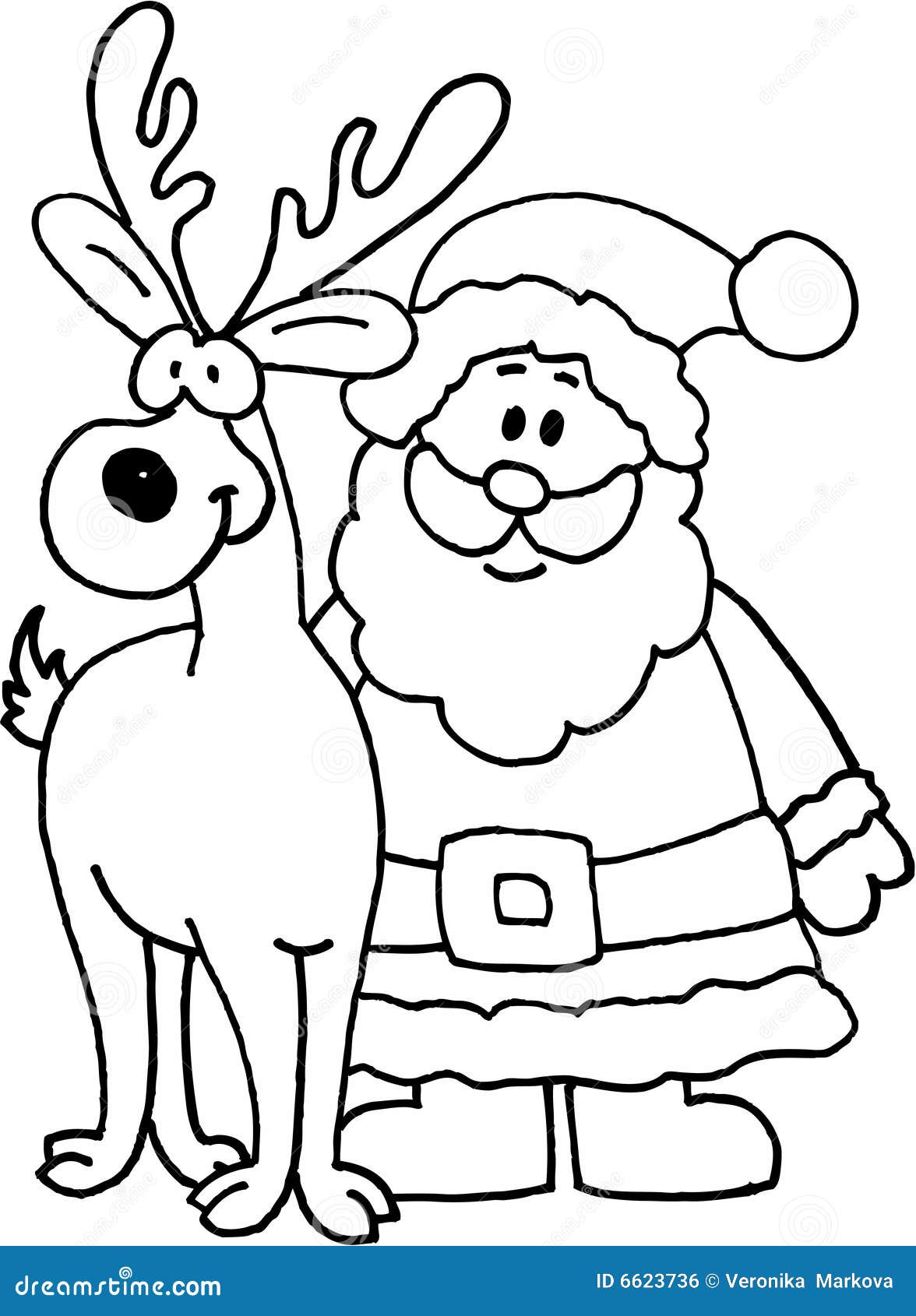 Il Babbo Natale con la renna Isolato nero Libera da Diritti