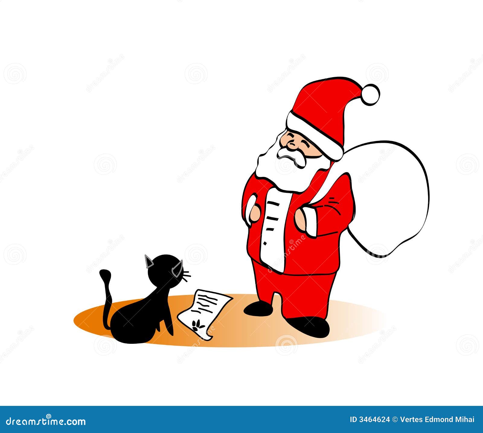 Il Babbo Natale Con Un Gatto Illustrazione Di Stock