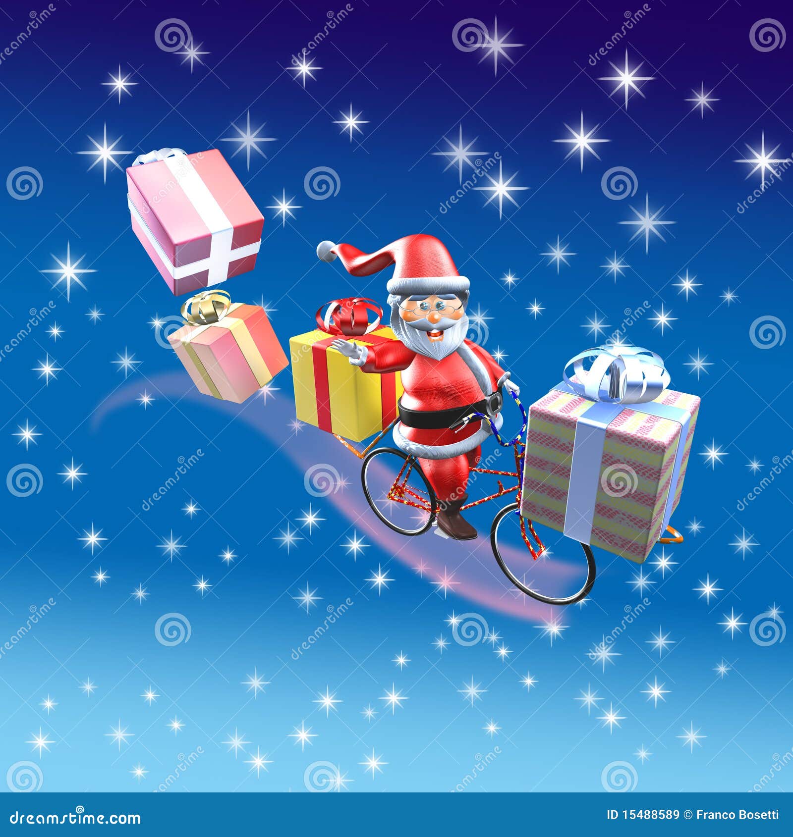 Immagini Babbo Natale In Bicicletta.Il Babbo Natale E Bici Illustrazione Di Stock Illustrazione Di Santa 15488589