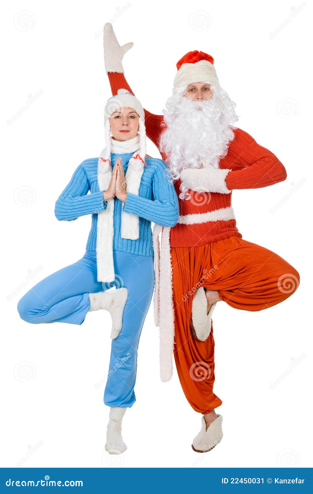 Il Babbo Natale E La Ragazza Della Neve Di Yoga Immagine Stock - Immagine  di felice, costume: 22450031